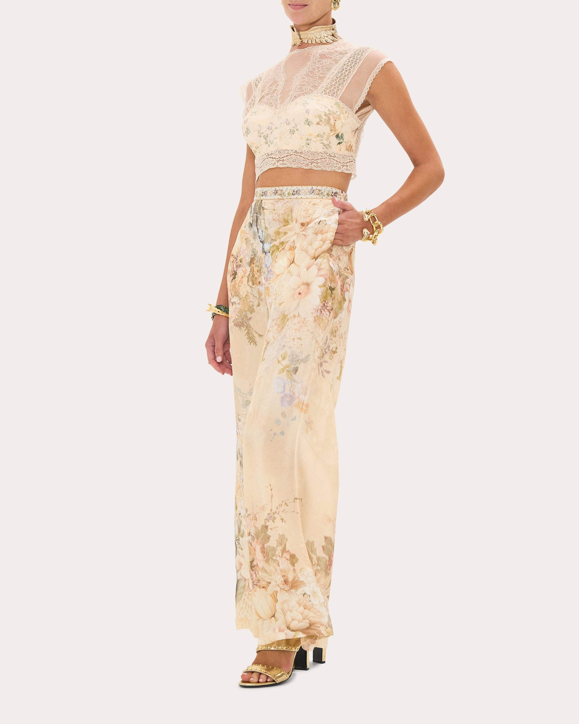 Printed Silk-Blend Wide-Leg Pants