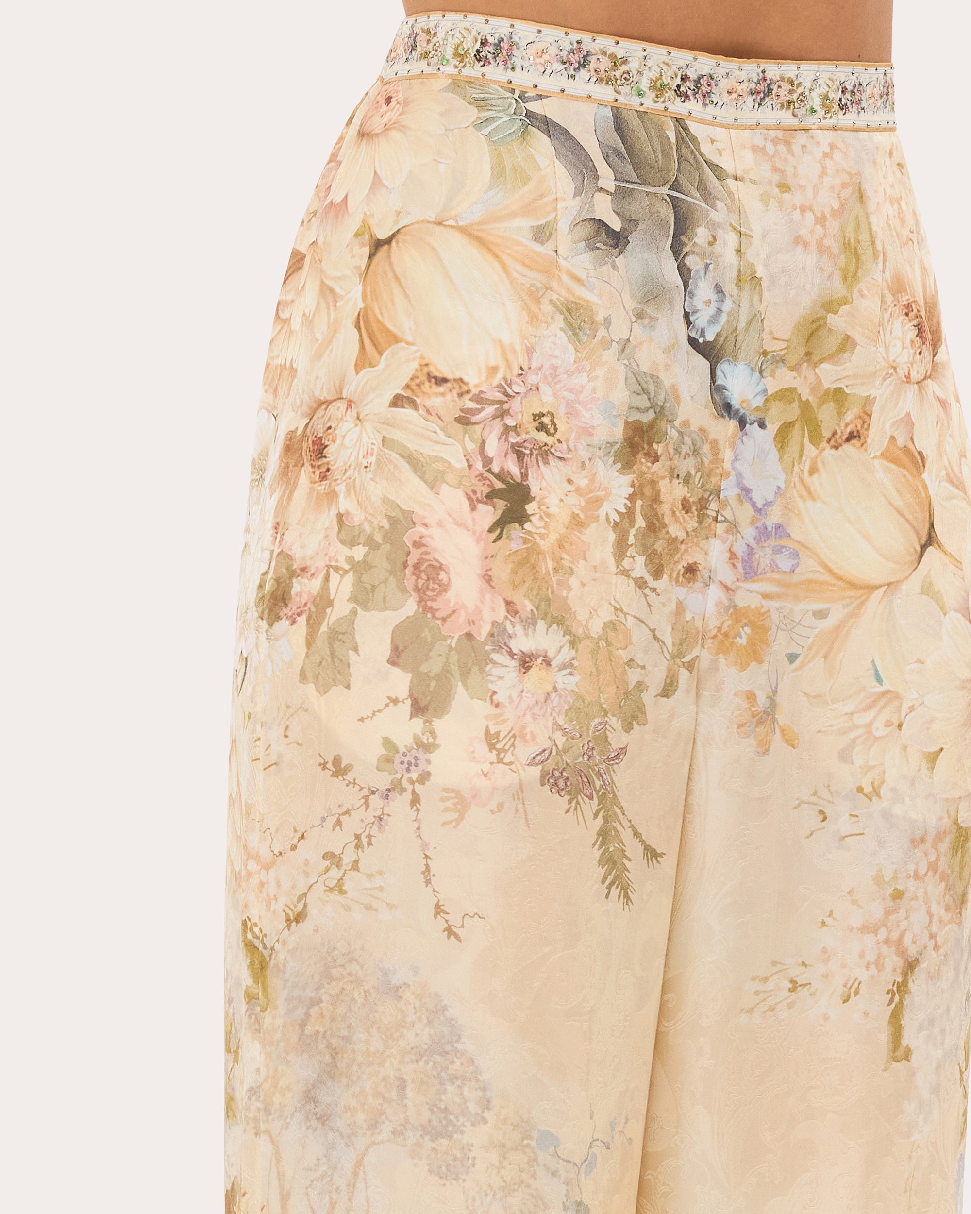 Printed Silk-Blend Wide-Leg Pants