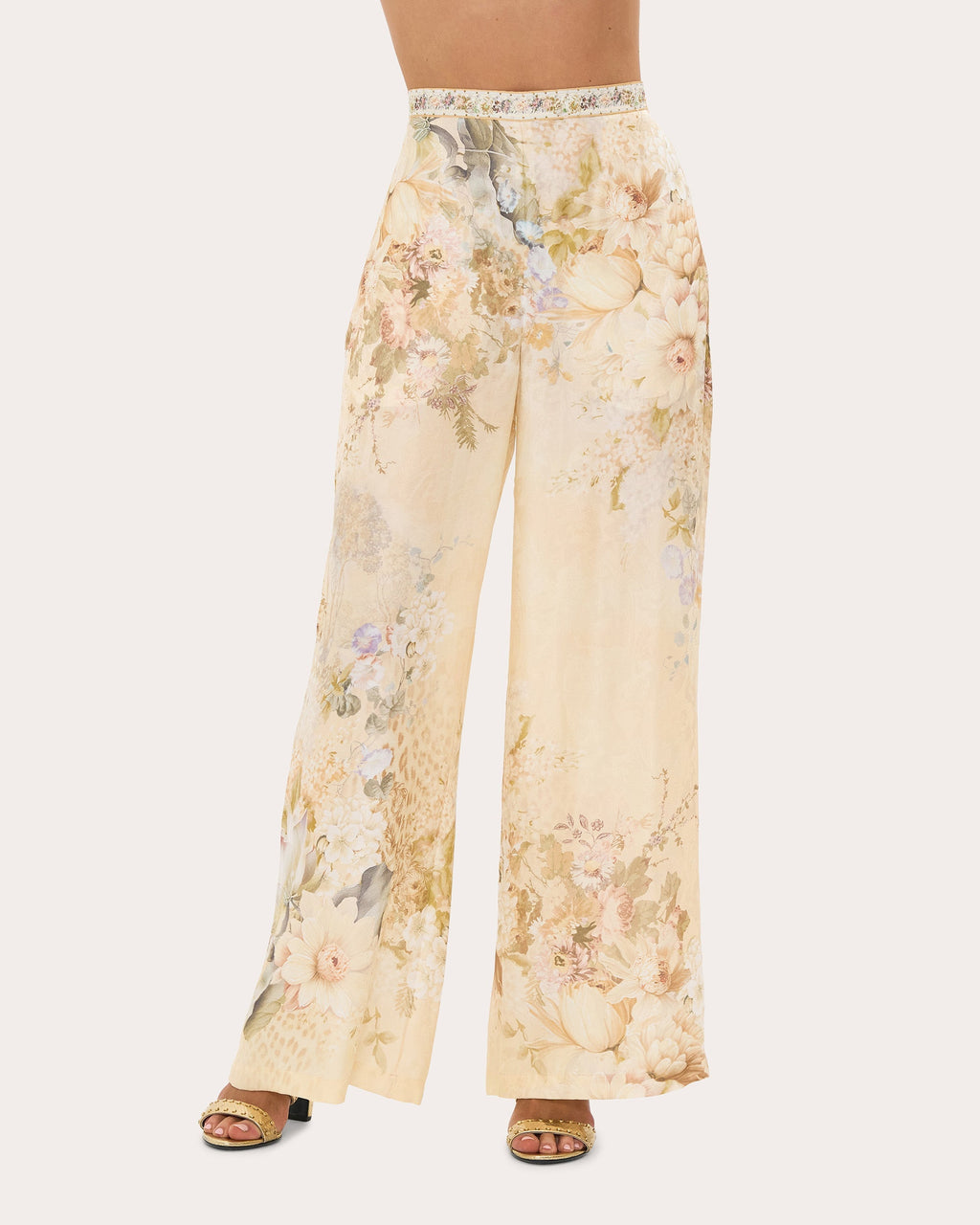 Printed Silk-Blend Wide-Leg Pants