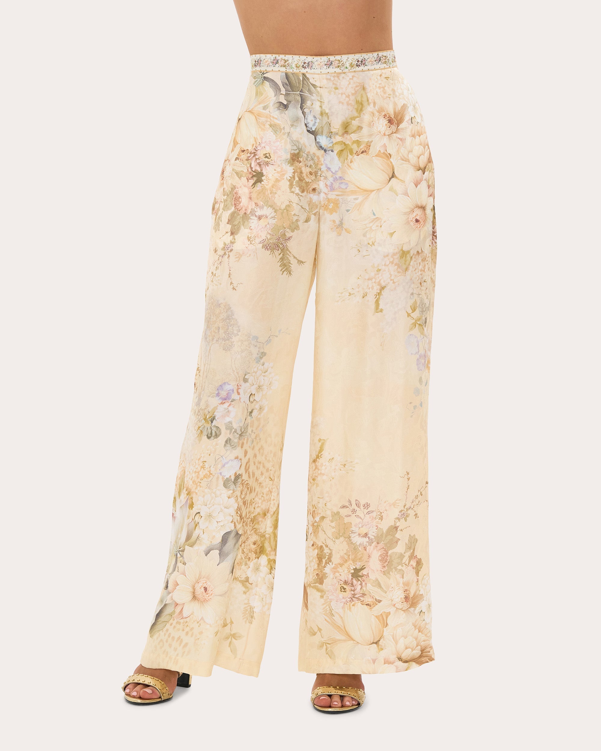 Printed Silk-Blend Wide-Leg Pants
