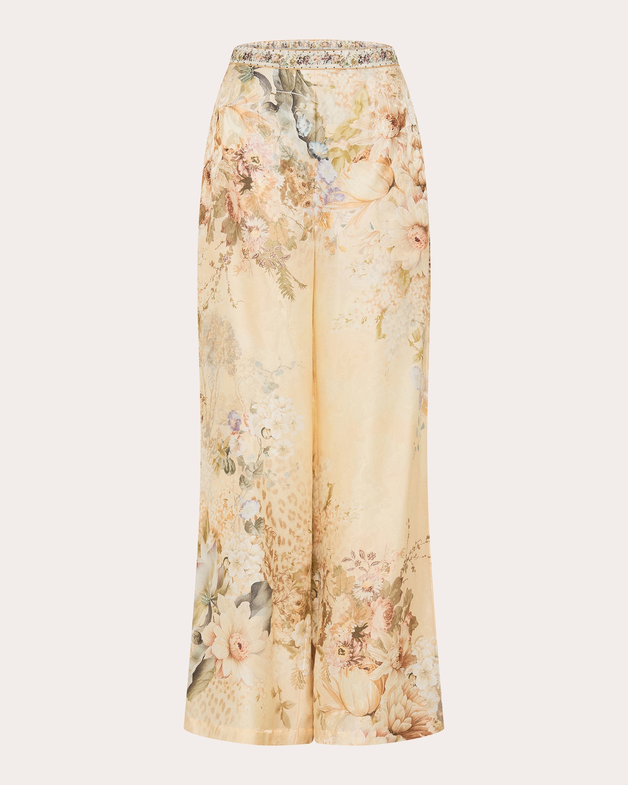 Printed Silk-Blend Wide-Leg Pants