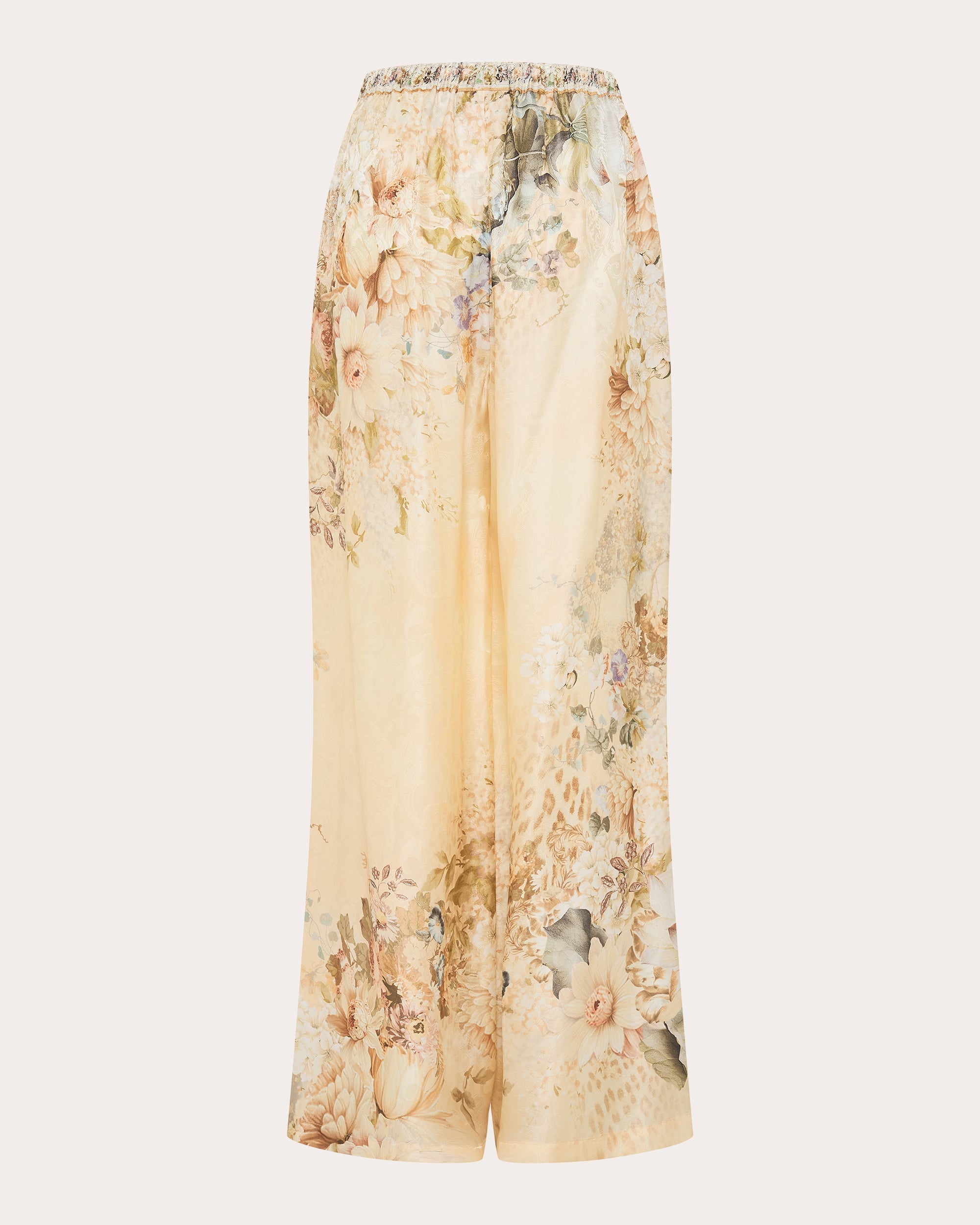 Printed Silk-Blend Wide-Leg Pants