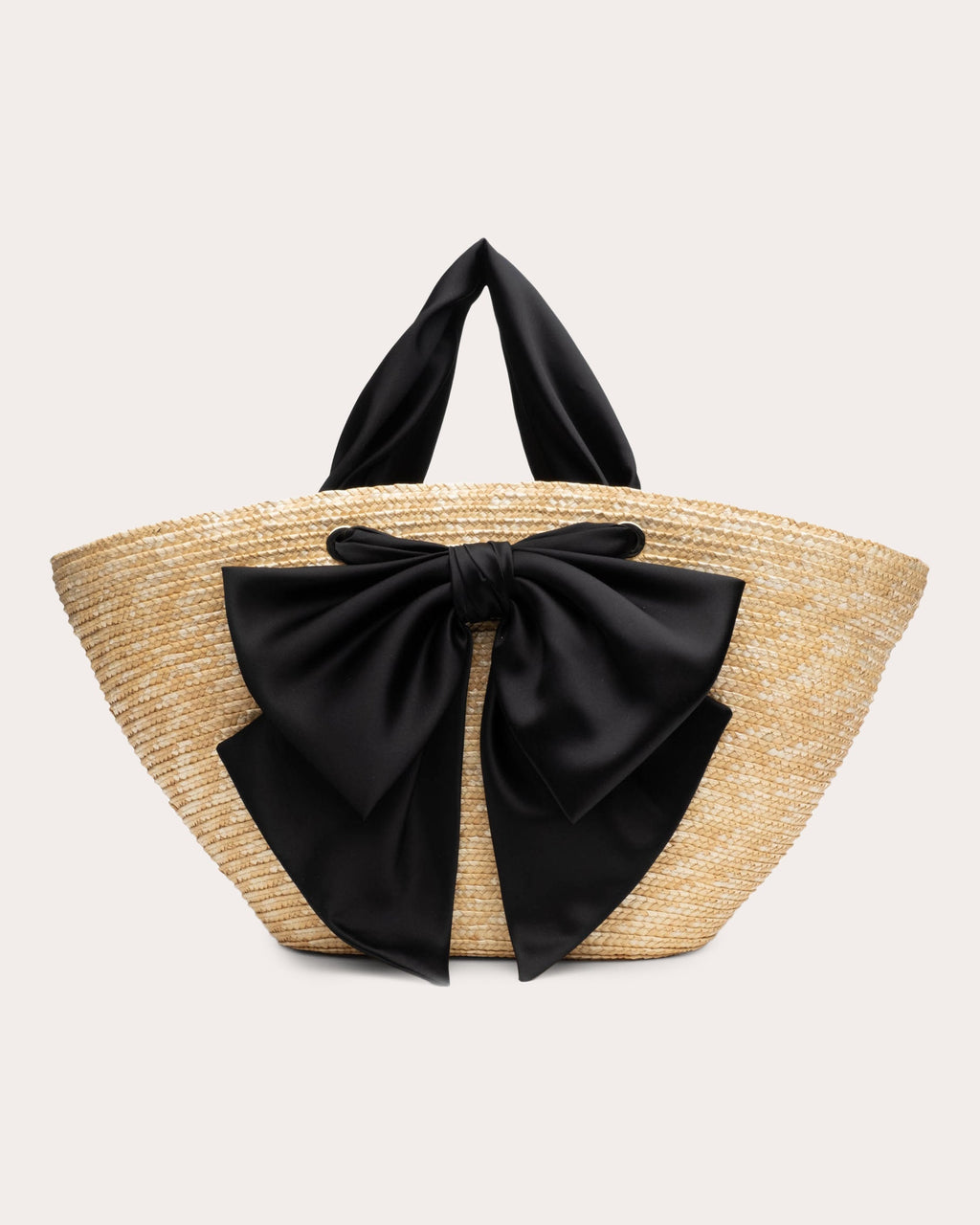 Carlotta Bow-Embellished Satin and Straw Tote