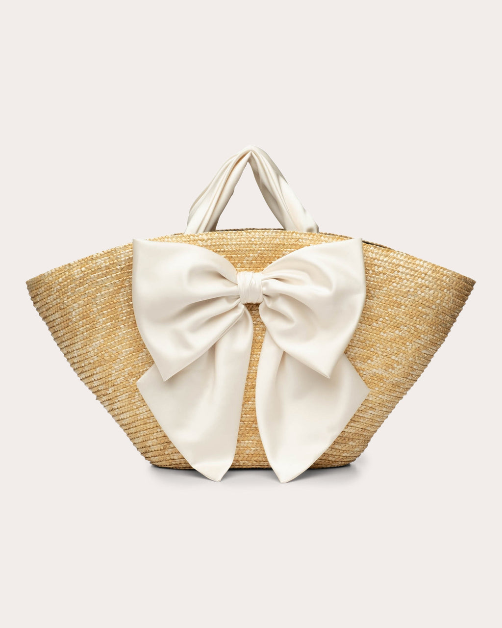 Carlotta Bow-Embellished Satin and Straw Tote
