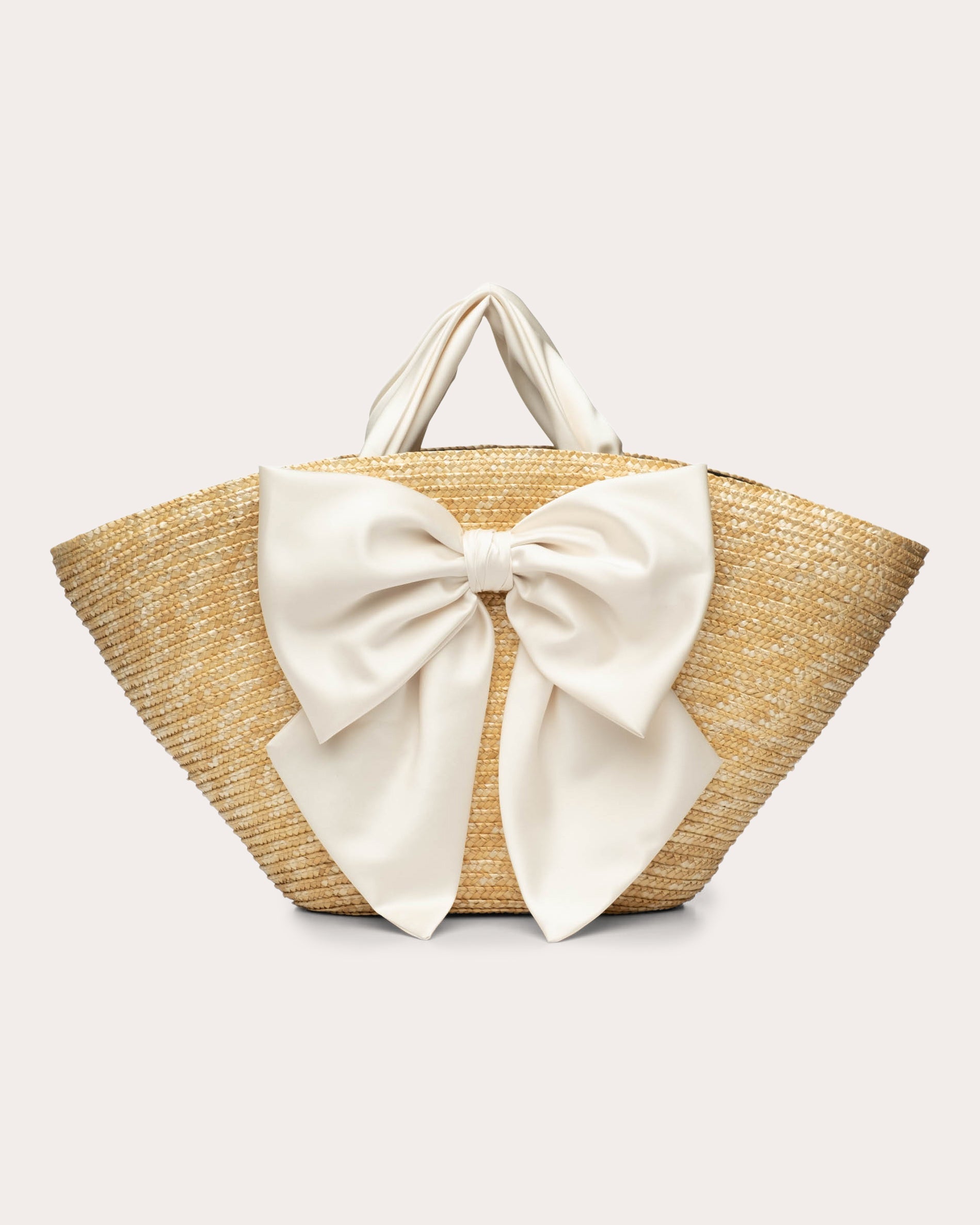Carlotta Bow-Embellished Satin and Straw Tote