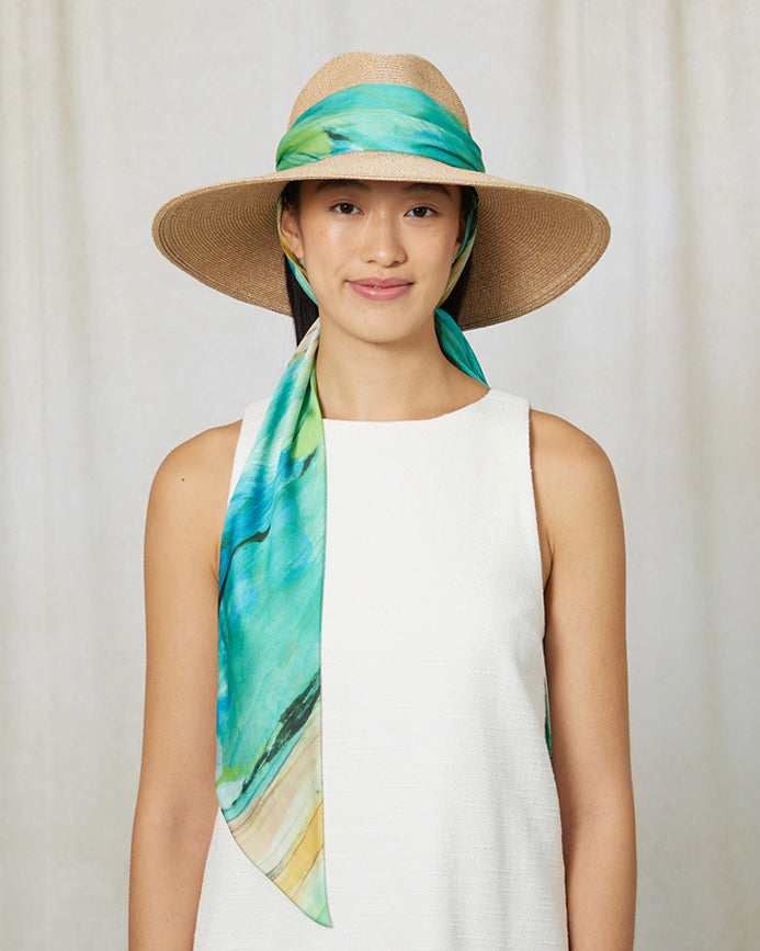 Cassidy Printed Satin-Trimmed Fedora