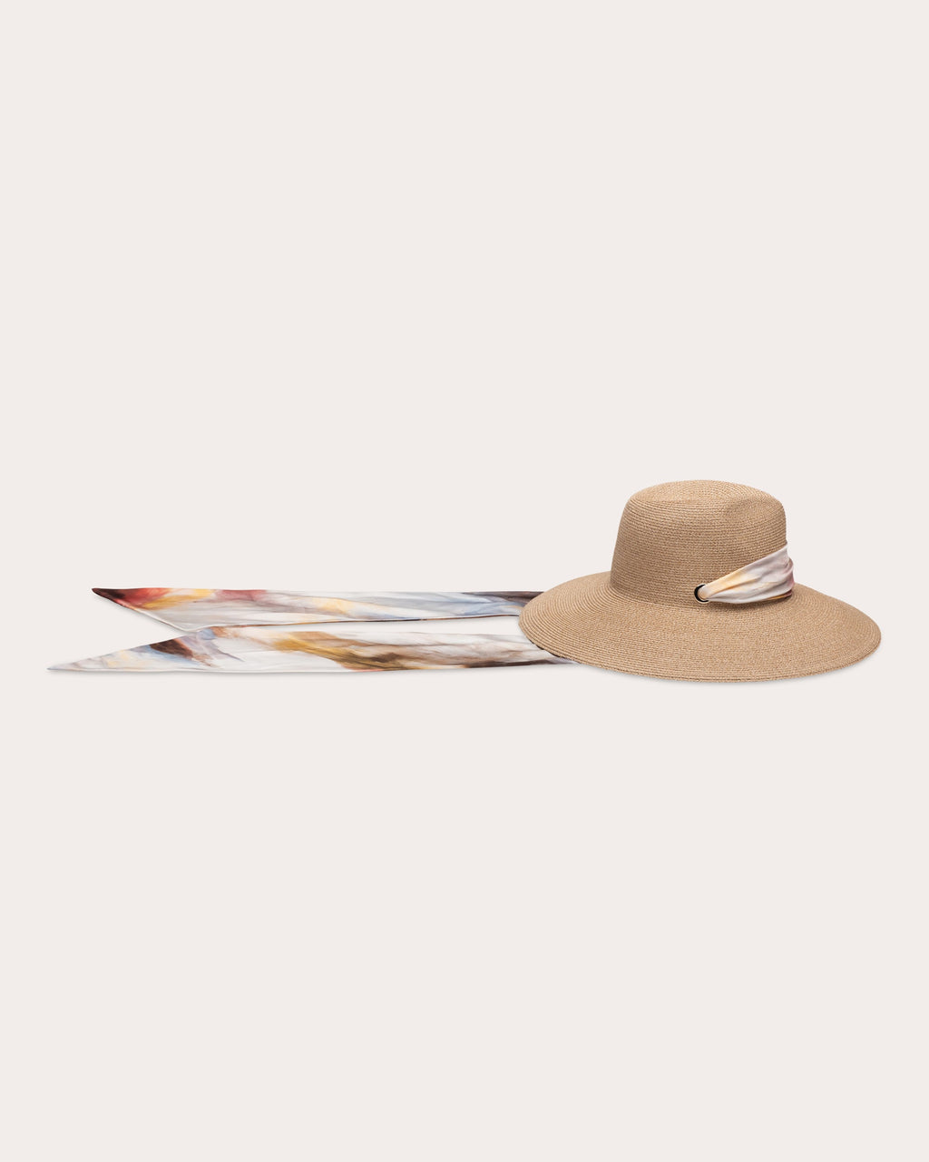 Cassidy Satin Scarf-Trimmed Wide-Brim Fedora