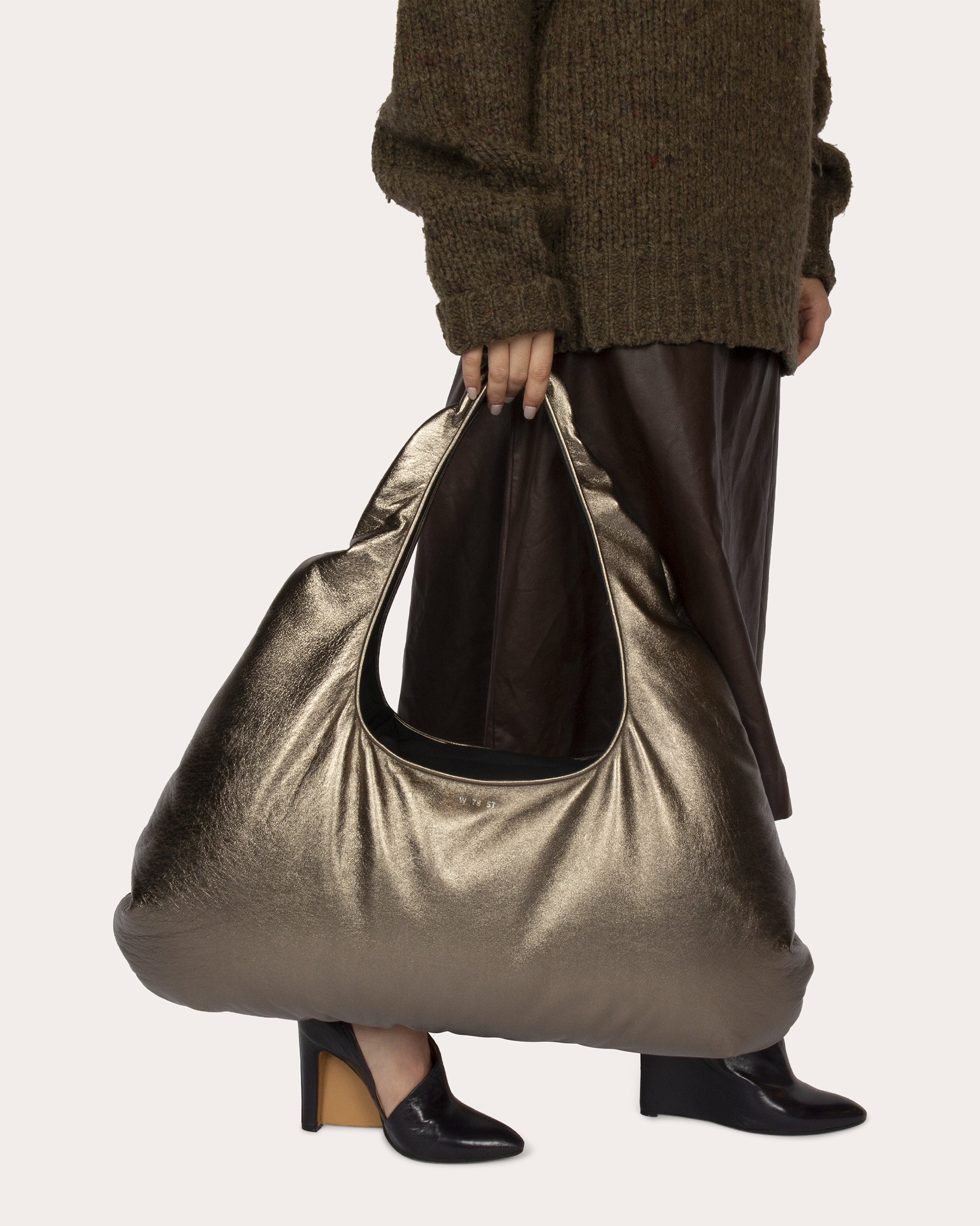 Large Cloud Metallic-Leather Shoulder Bag