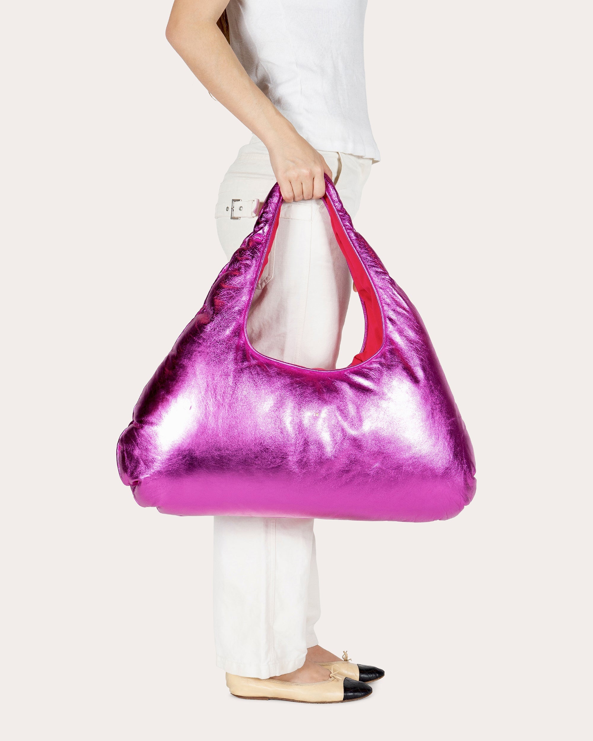 Large Cloud Metallic-Leather Shoulder Bag