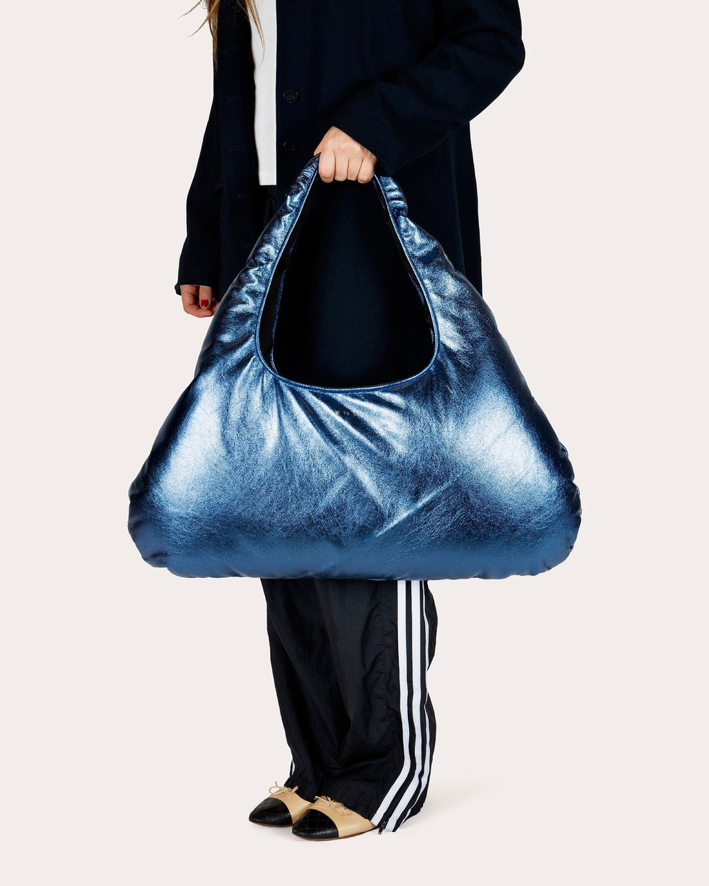 Large Cloud Metallic-Leather Shoulder Bag
