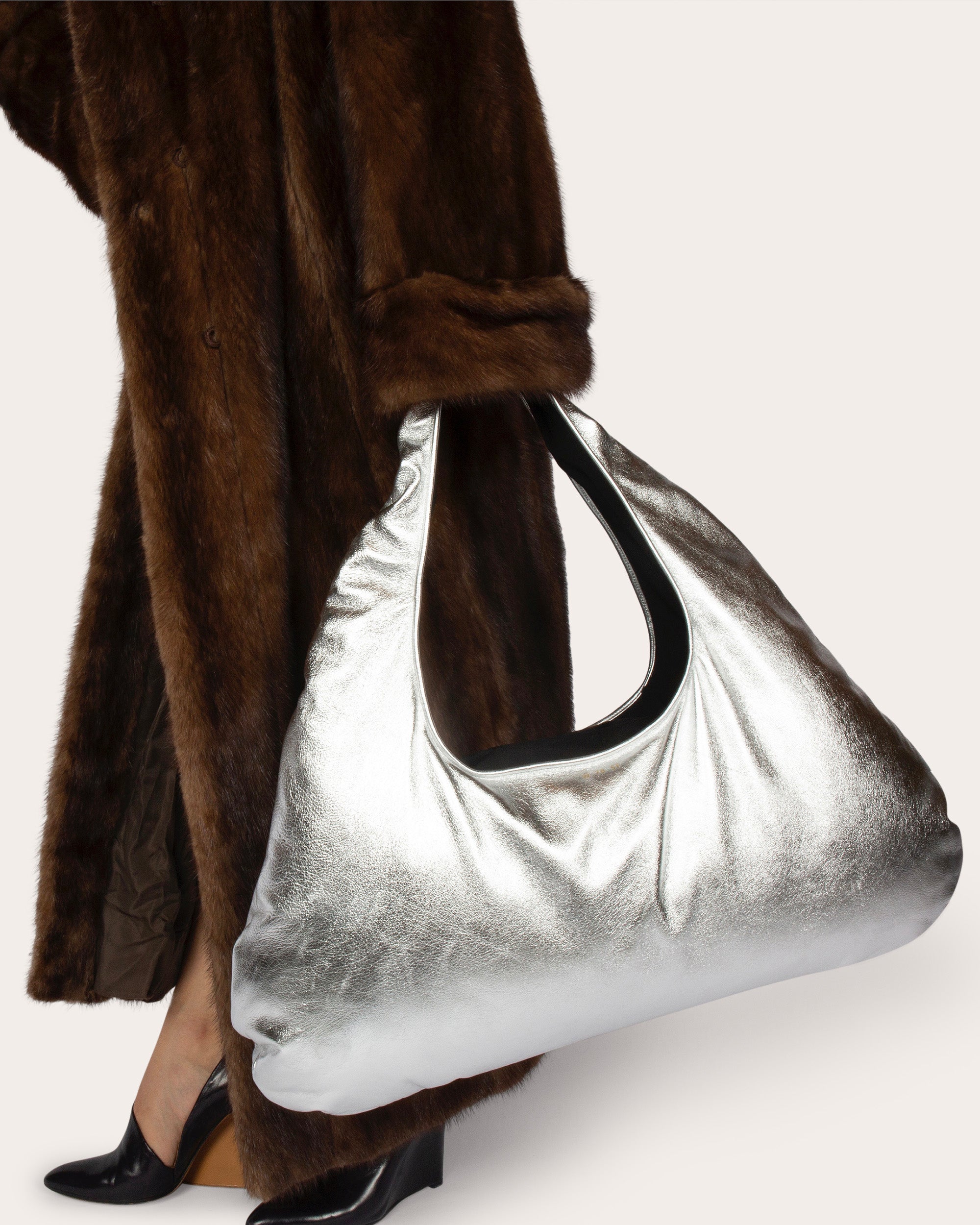 Large Cloud Metallic-Leather Shoulder Bag