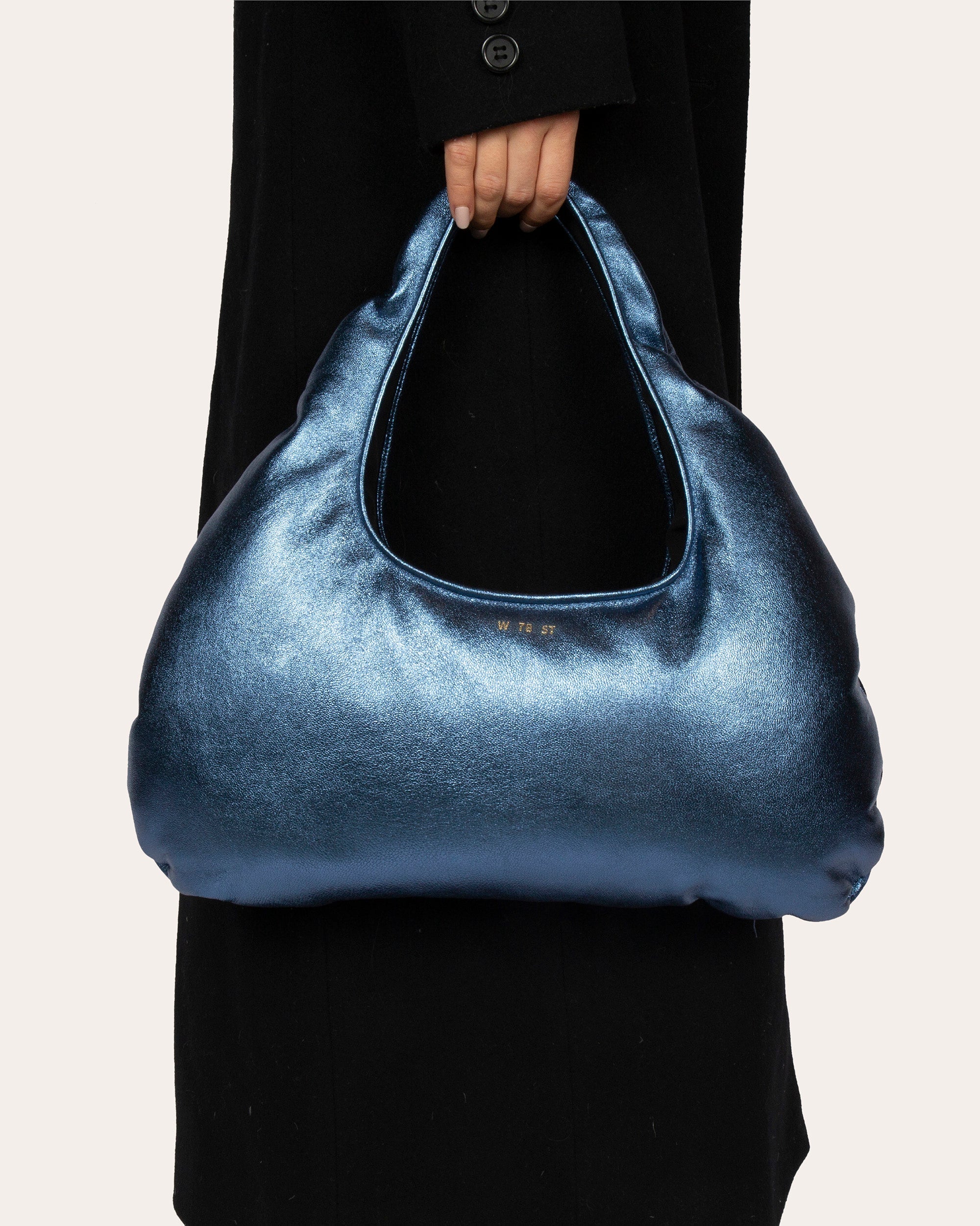 Medium Cloud Metallic-Leather Shoulder Bag