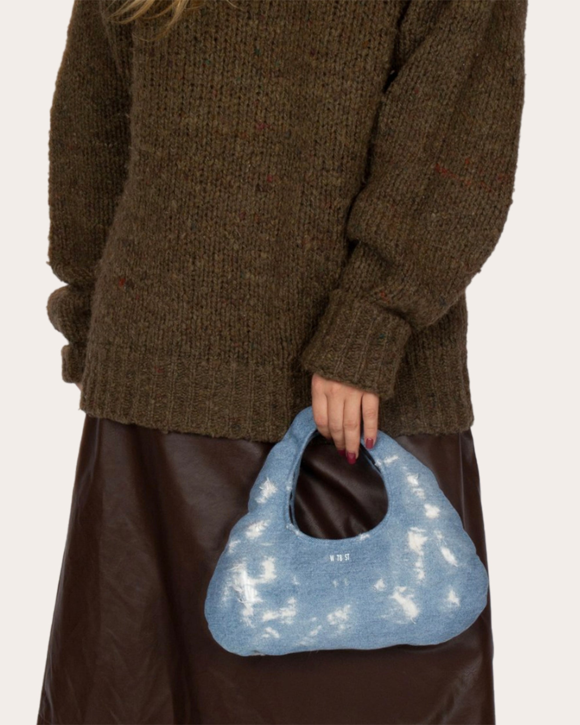 Micro Cloud Distressed-Denim Tote