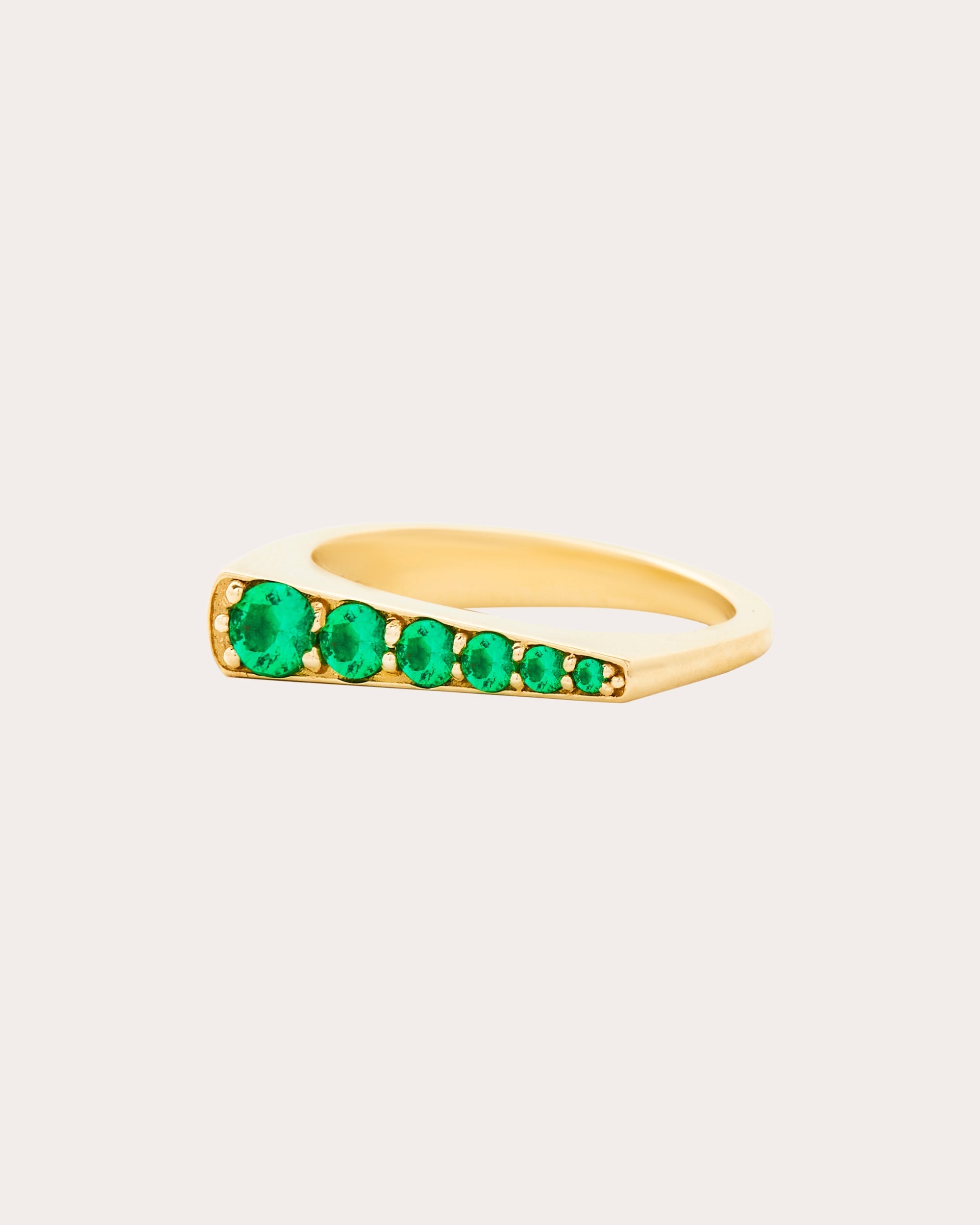 Edge 14K Gold Emerald Tapered Stacking Ring