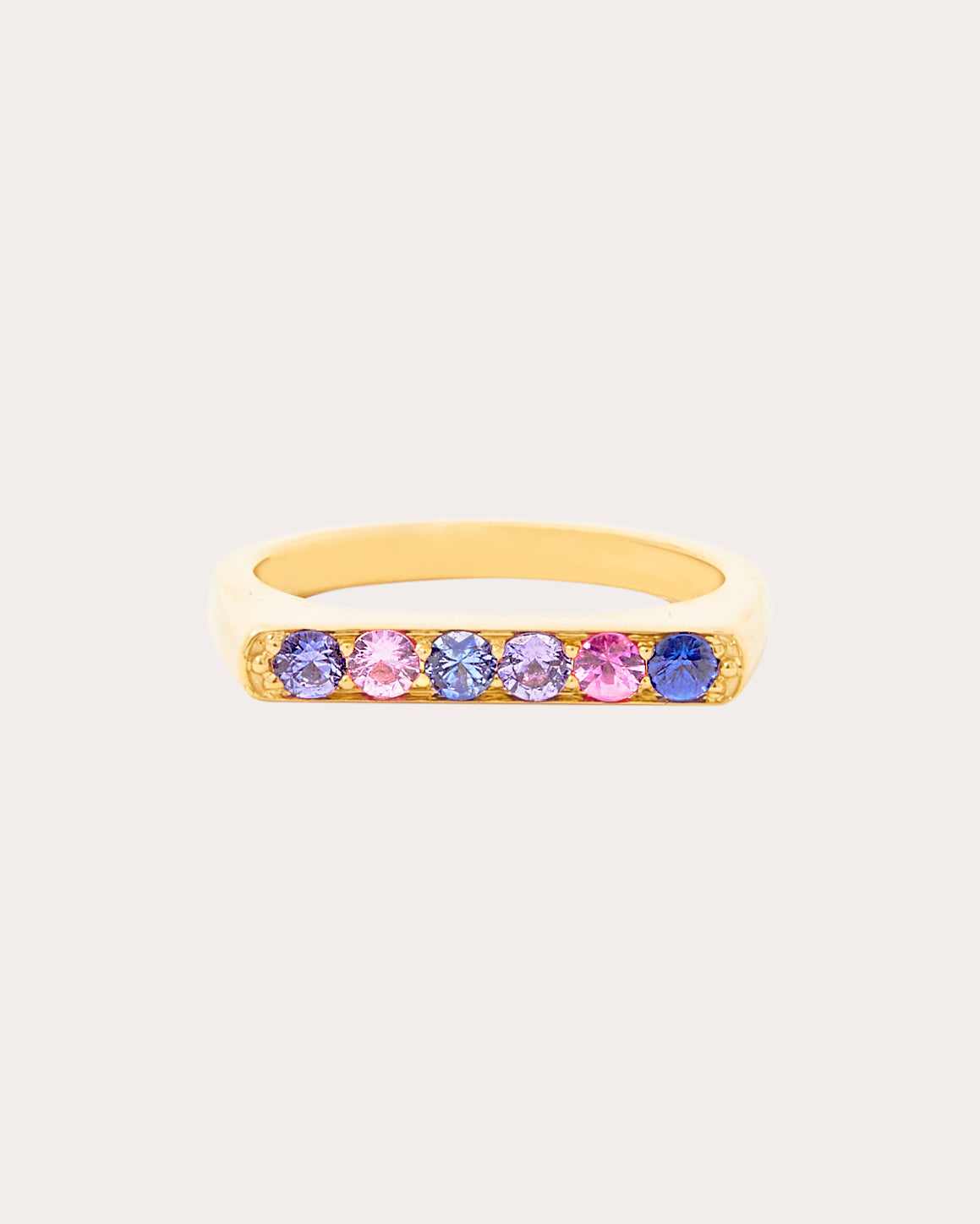 Edge 14K Gold Sapphire Straight Stacking Ring