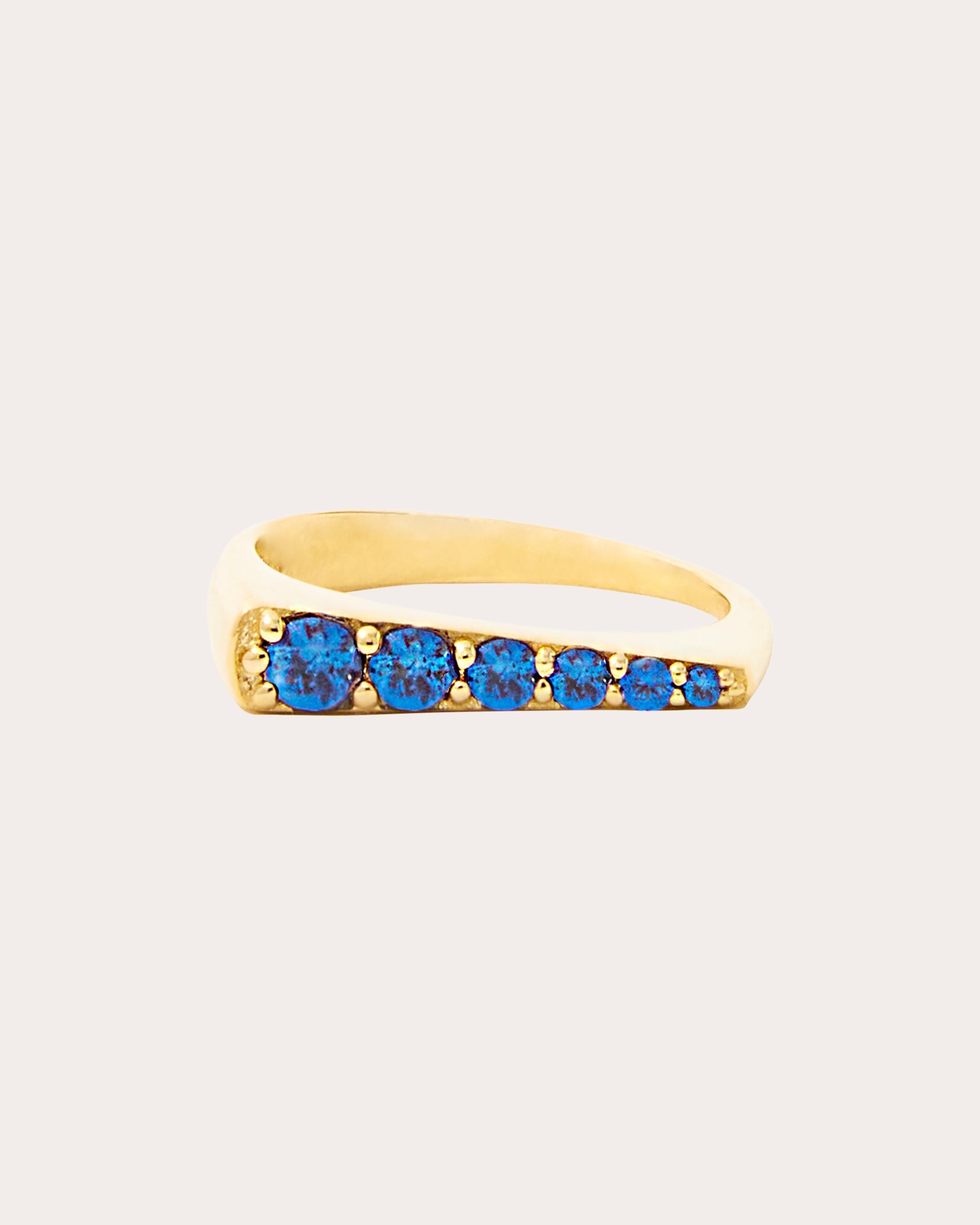 Edge 14K Gold Sapphire Tapered Stacking Ring
