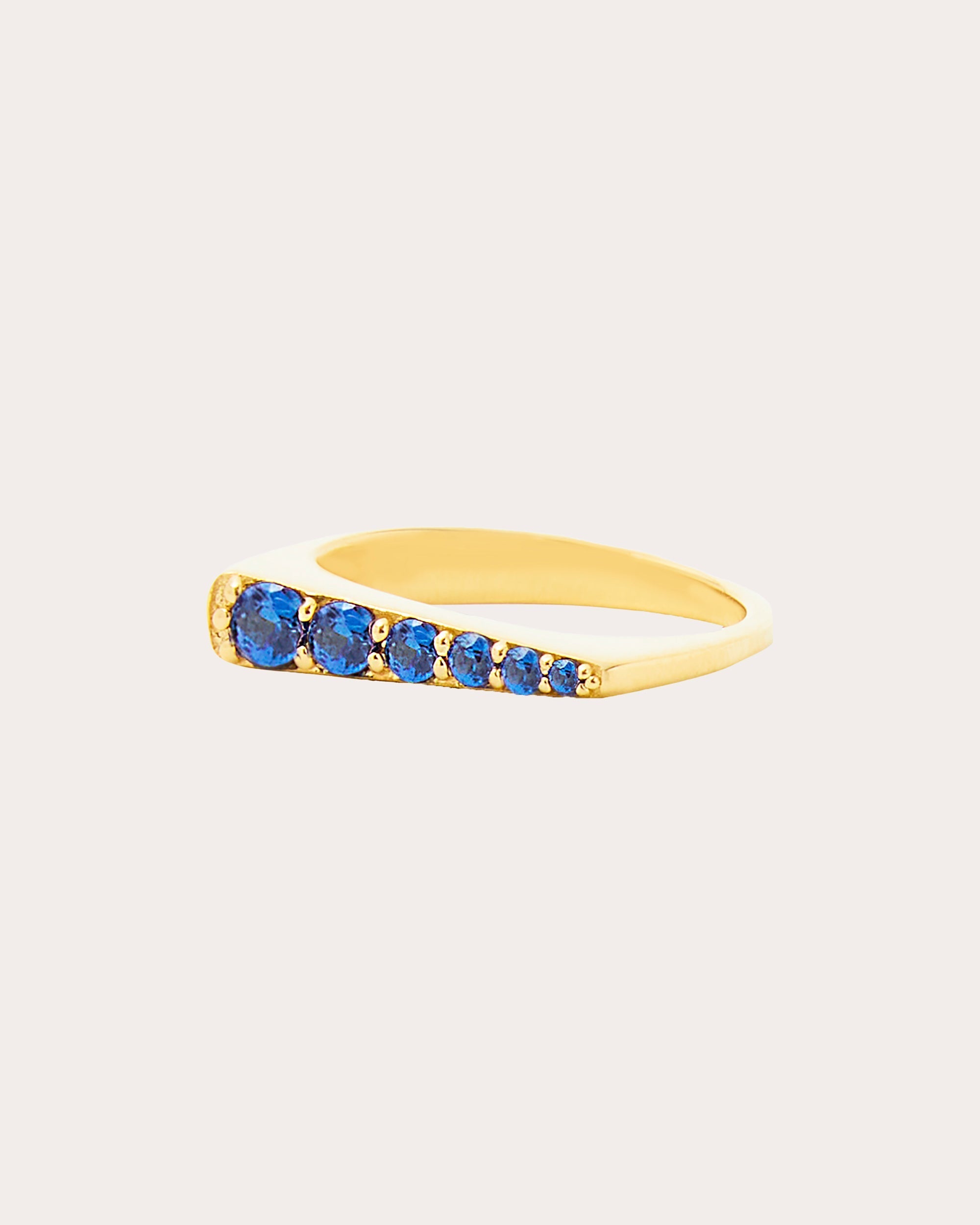 Edge 14K Gold Sapphire Tapered Stacking Ring