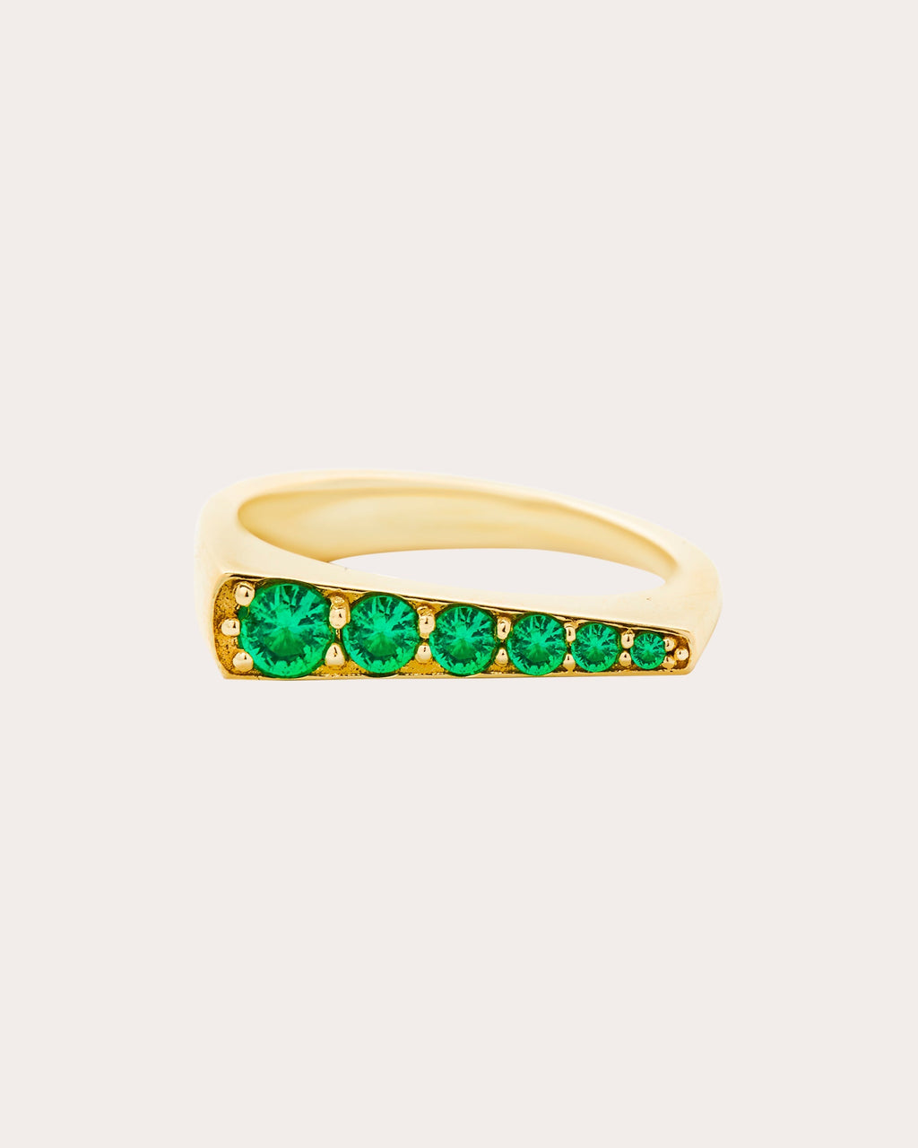 Edge 14K Gold Emerald Tapered Stacking Ring