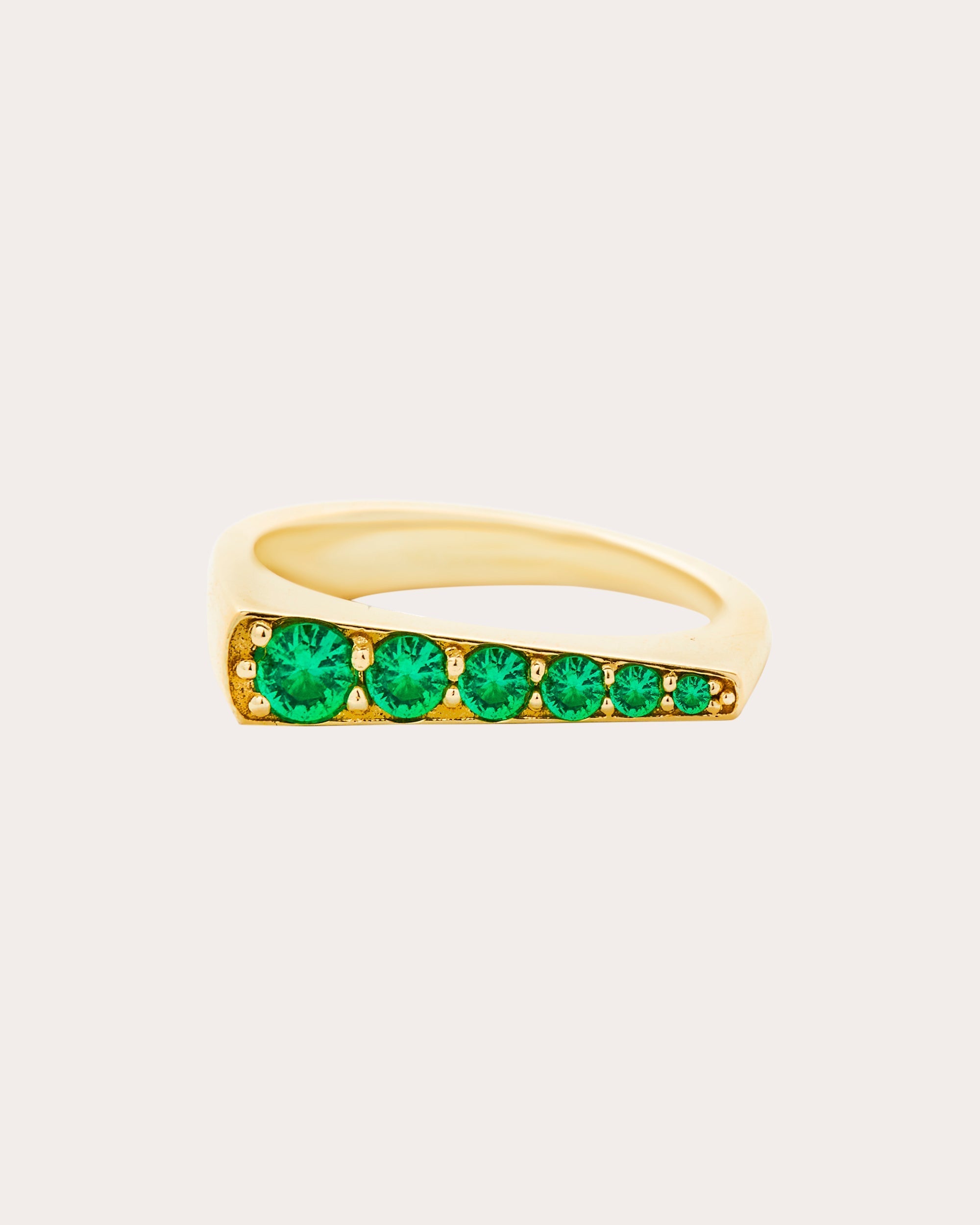 Edge 14K Gold Emerald Tapered Stacking Ring