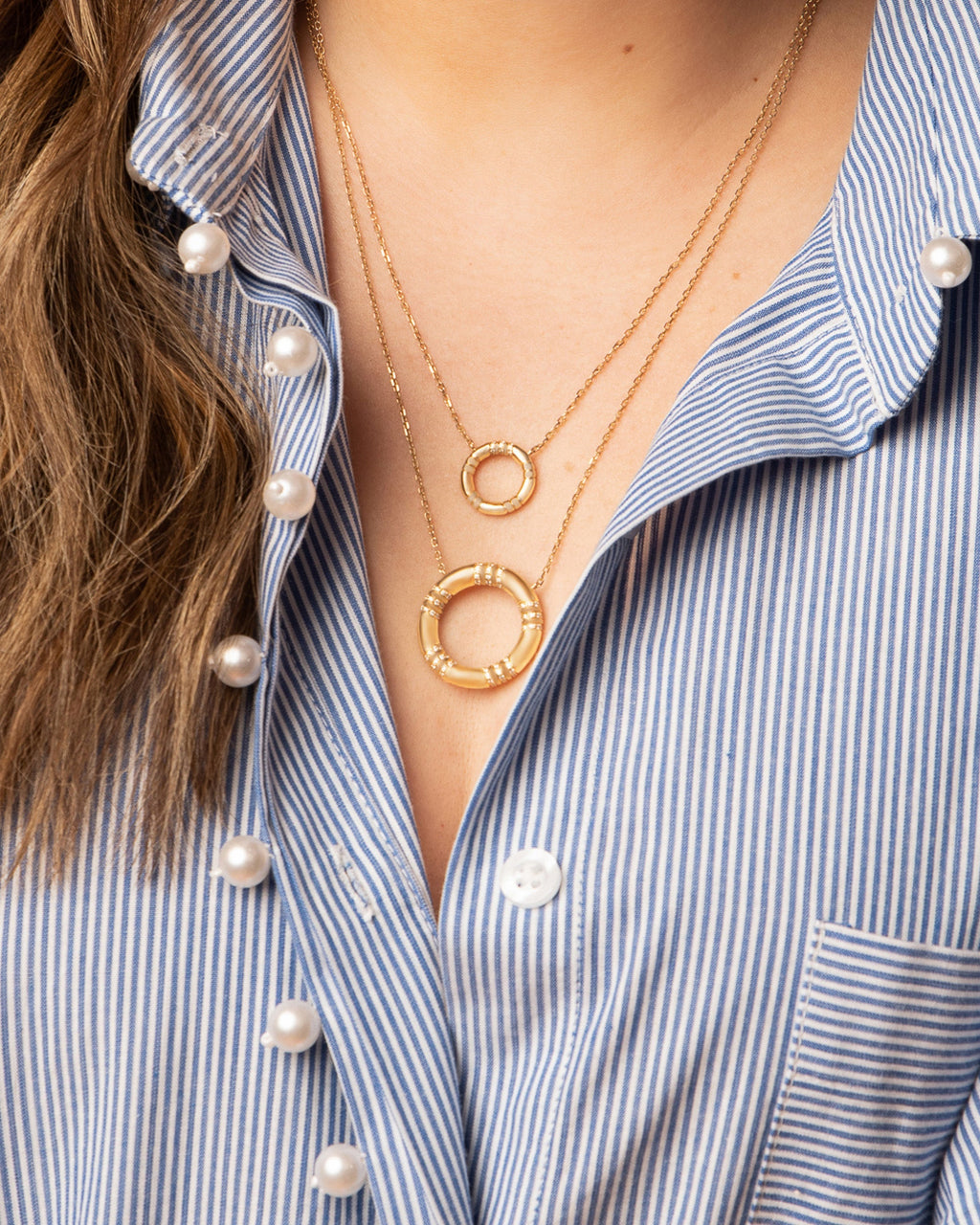 Crew Large 14K Gold Diamond Circle Pendant Necklace