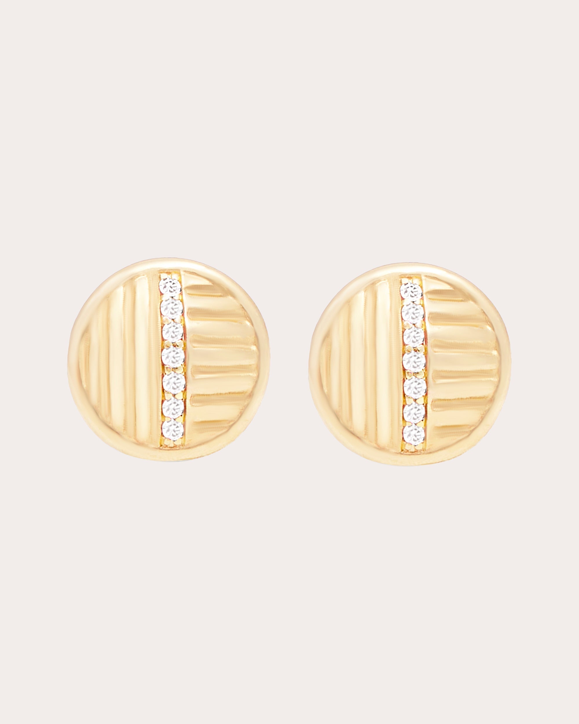 Found 14K Gold Diamond Ribbed Stud Earrings