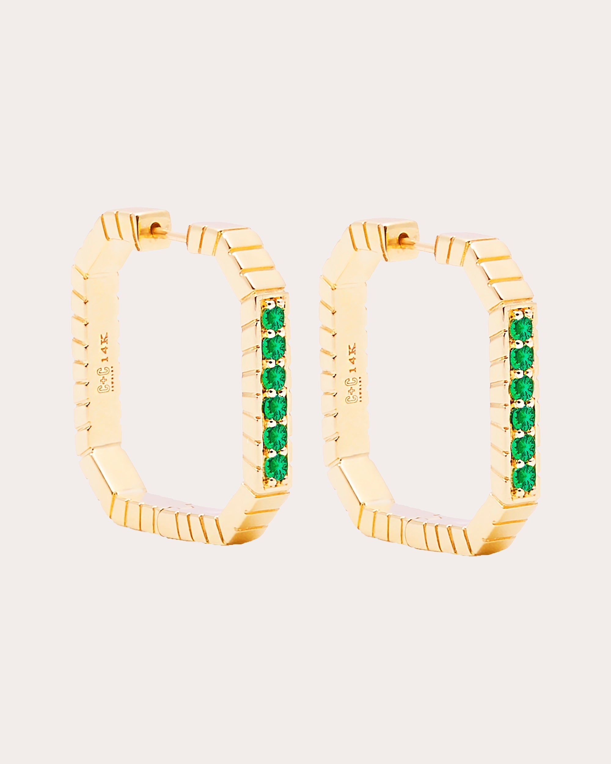 Spark 14K Gold Emerald Hoop Earrings