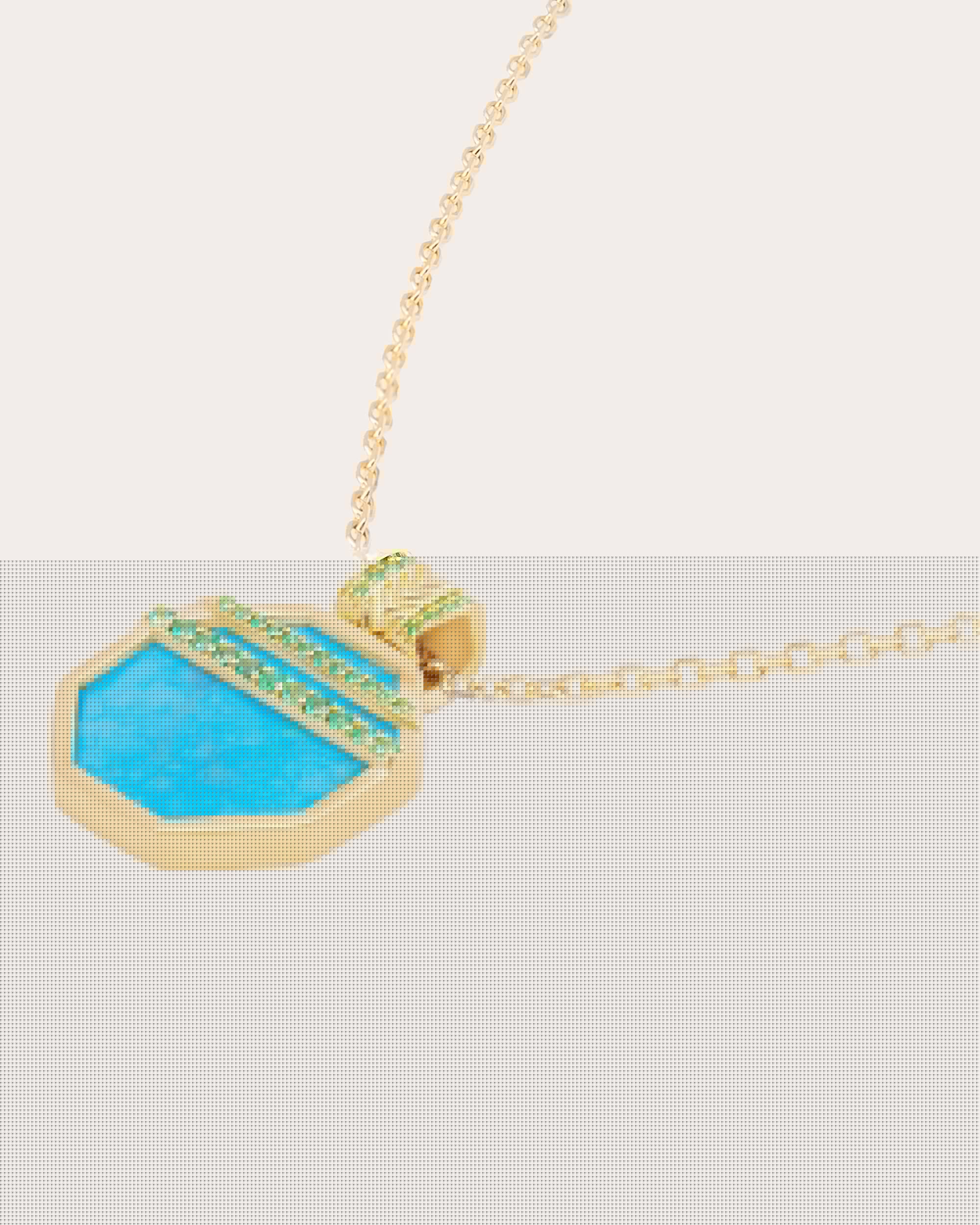 Spark 14K Gold Turquoise and Emerald Octagon Pendant Necklace