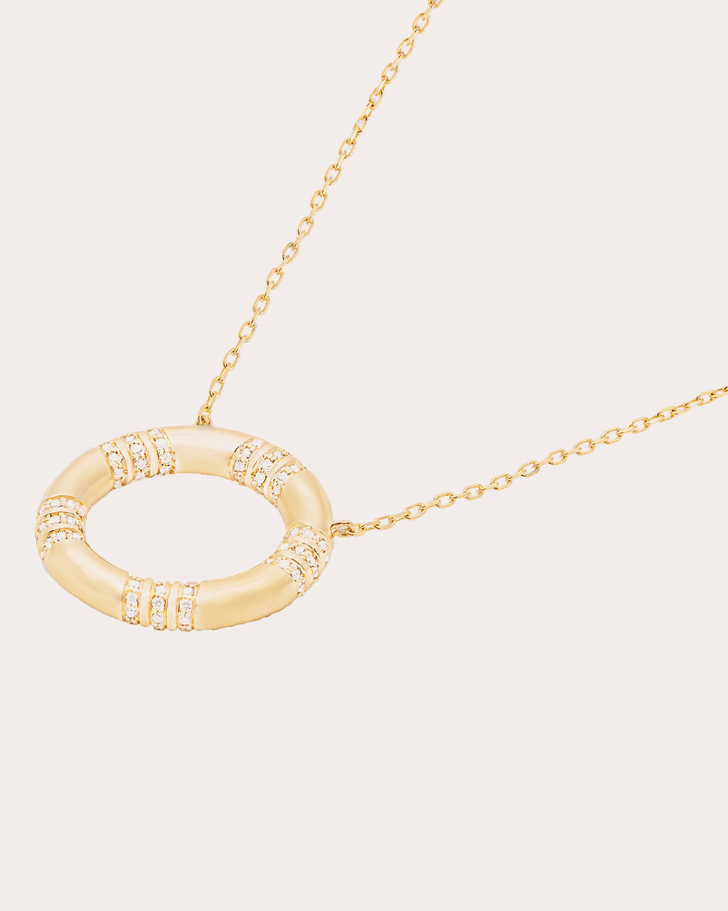 Crew Large 14K Gold Diamond Circle Pendant Necklace