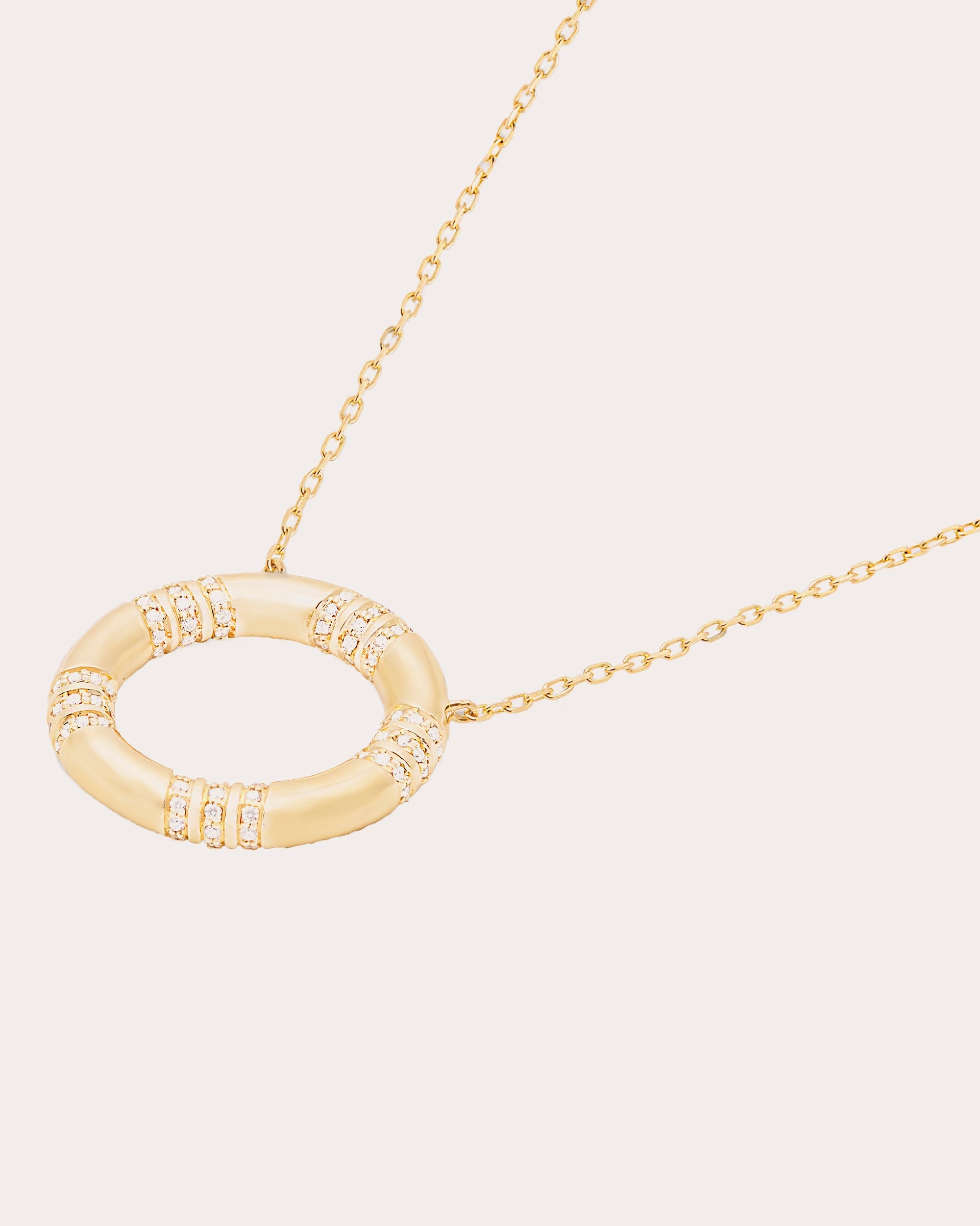 Crew Large 14K Gold Diamond Circle Pendant Necklace
