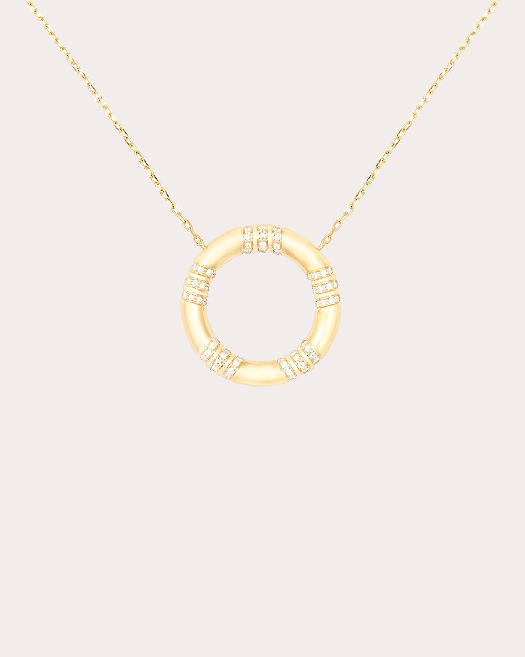 Crew Large 14K Gold Diamond Circle Pendant Necklace