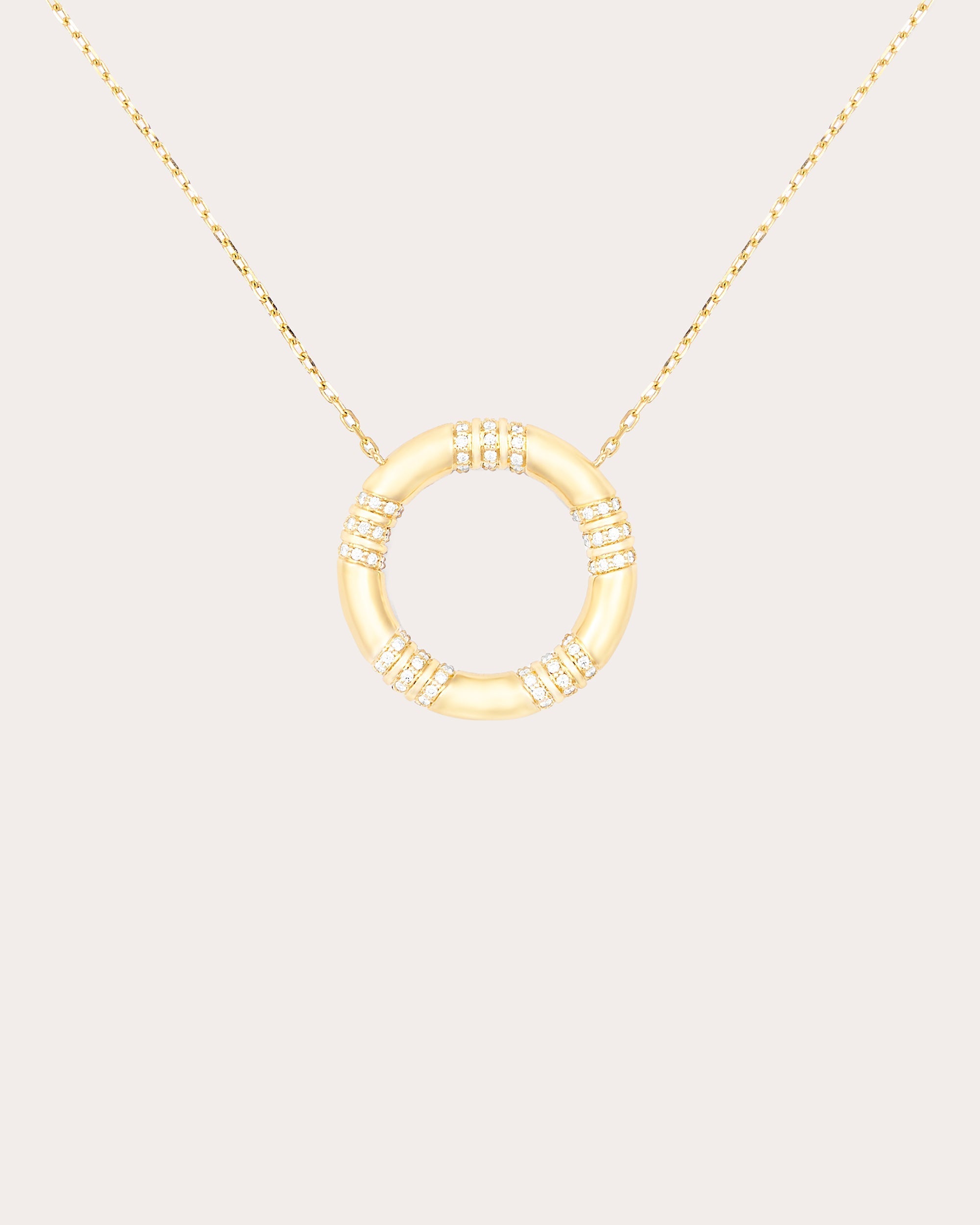 Crew Large 14K Gold Diamond Circle Pendant Necklace