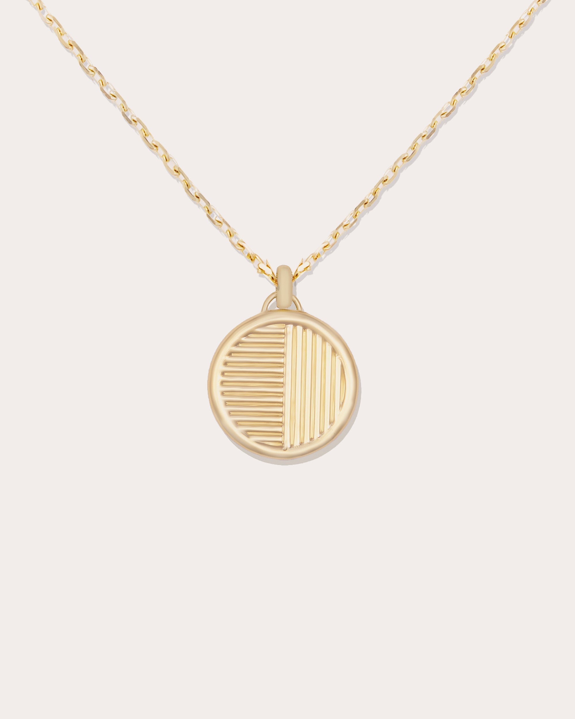 Found Large 14K Gold Moonstone and Diamond Disk Pendant Necklace