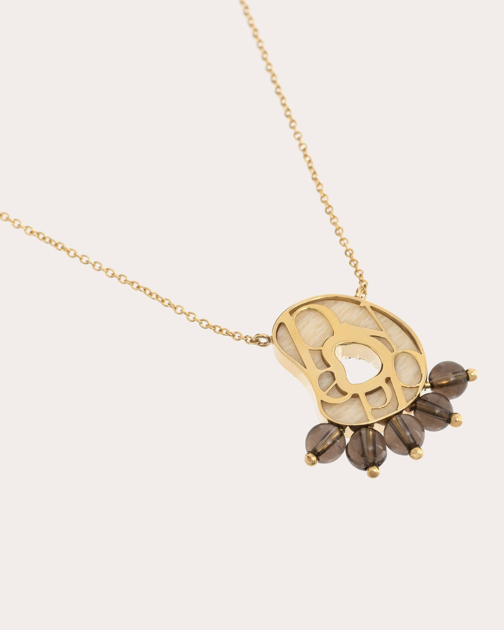 Vanilla 18K Gold Quartz Amazonite and Diamond Pendant Necklace