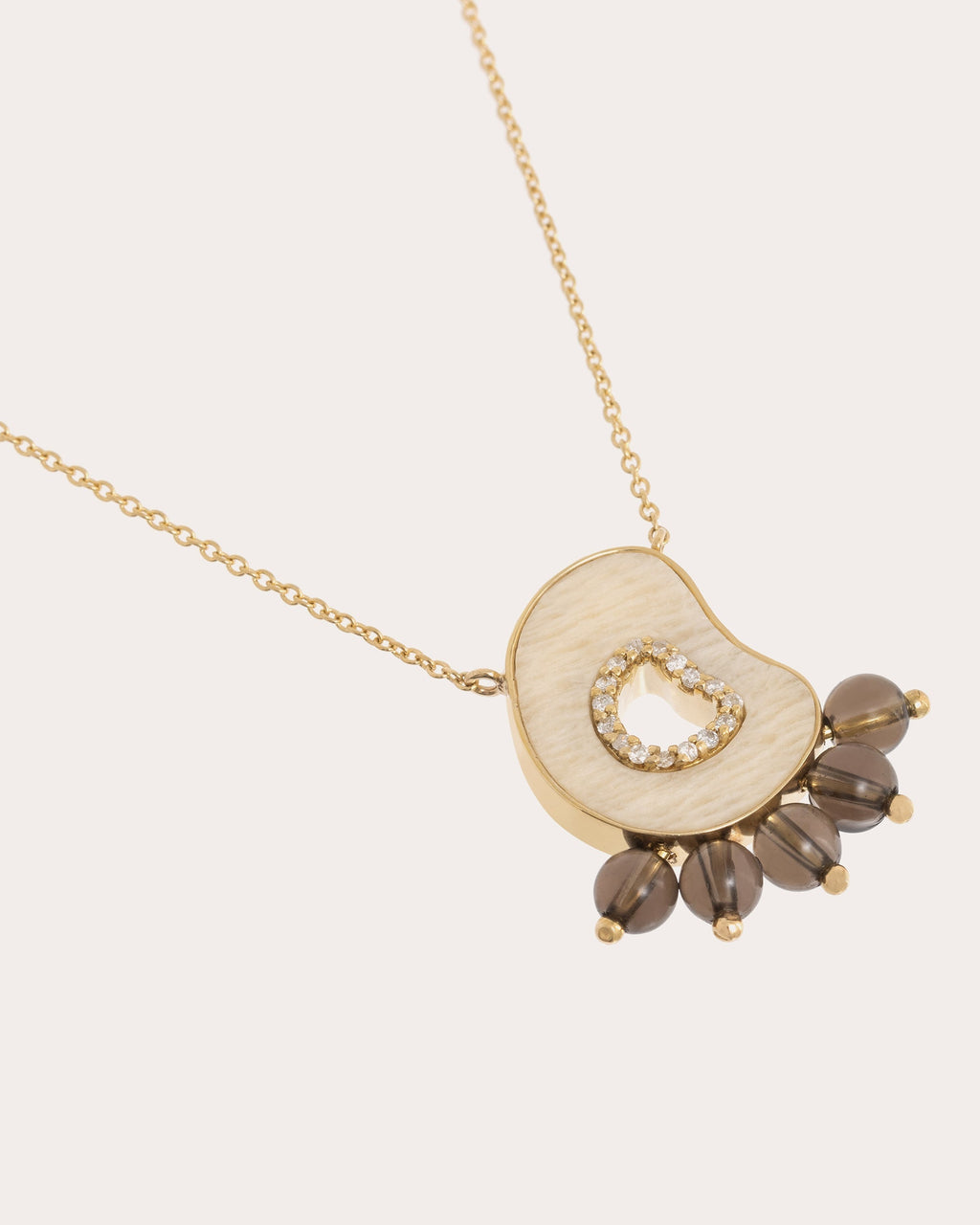 Vanilla 18K Gold Quartz Amazonite and Diamond Pendant Necklace