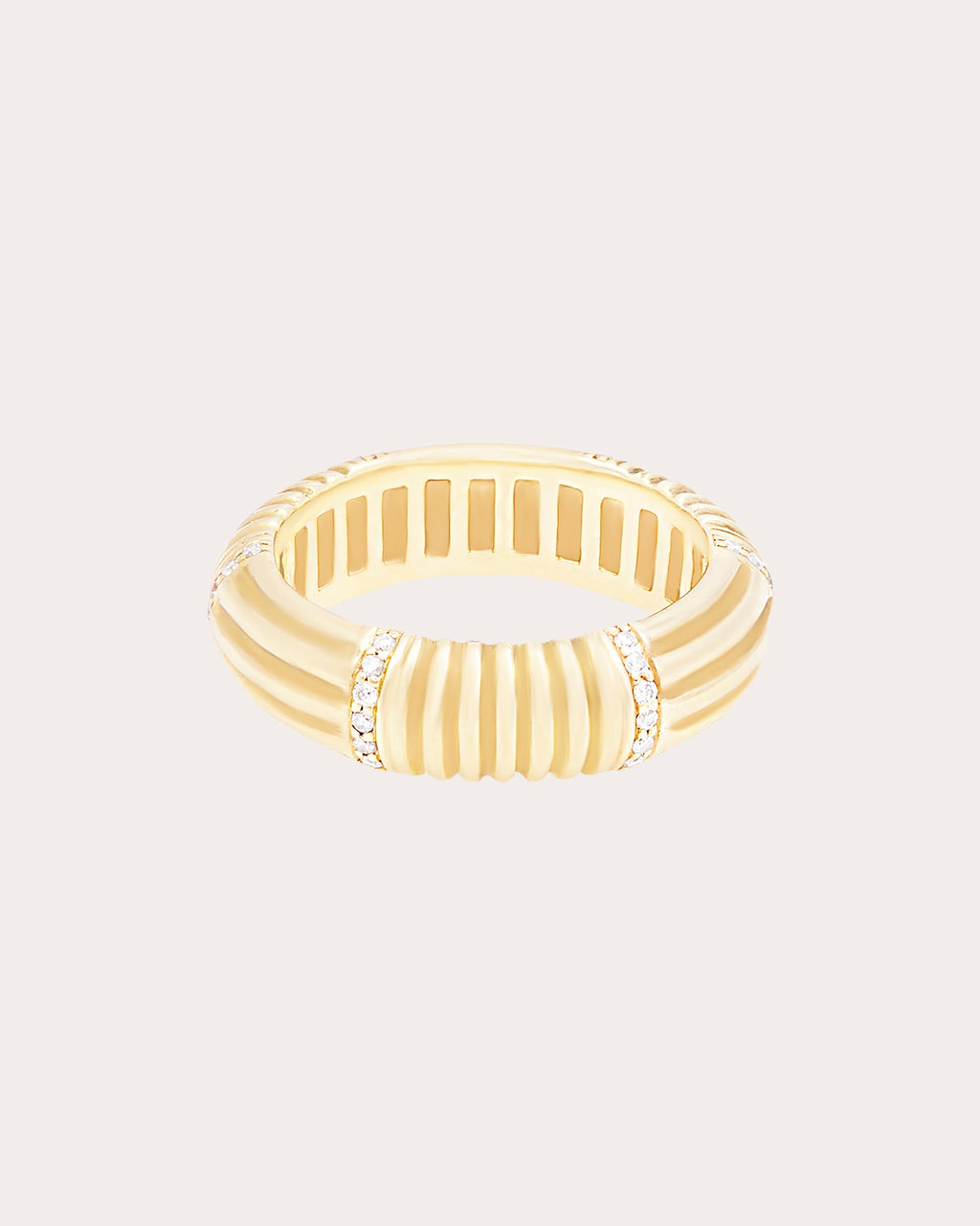 Found 14K Gold Diamond Ribbed Stacking Band Ring