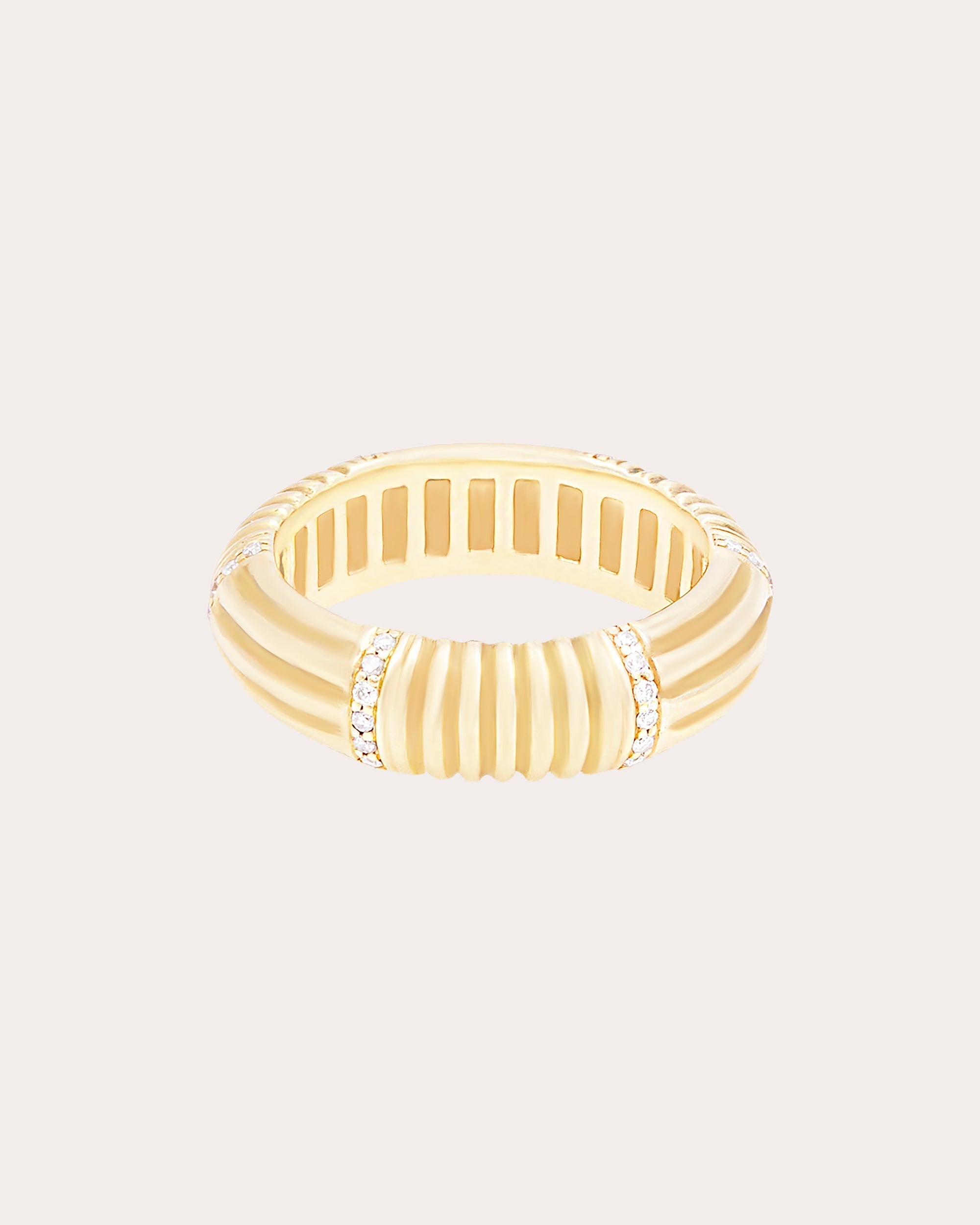 Found 14K Gold Diamond Ribbed Stacking Band Ring