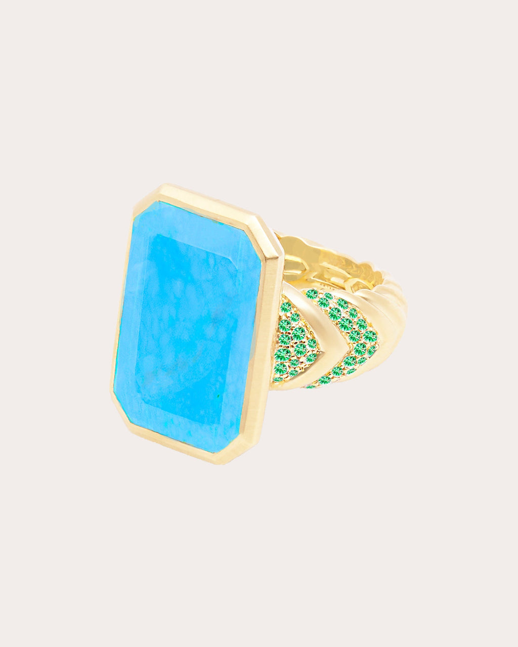 Spark 14K Gold Turquoise and Emerald Ring