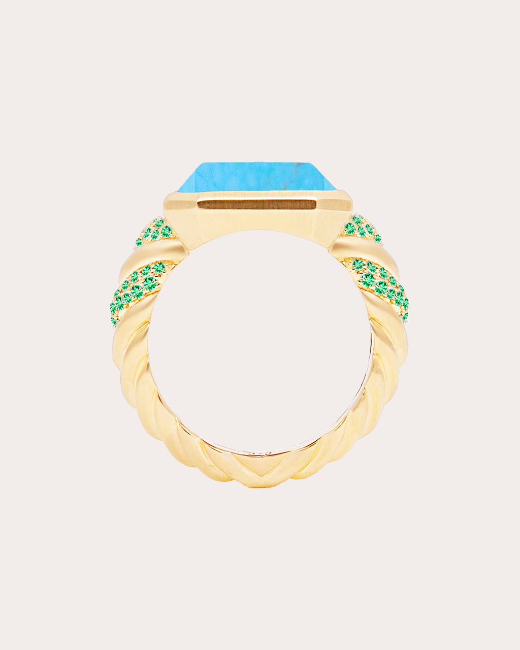 Spark 14K Gold Turquoise and Emerald Ring