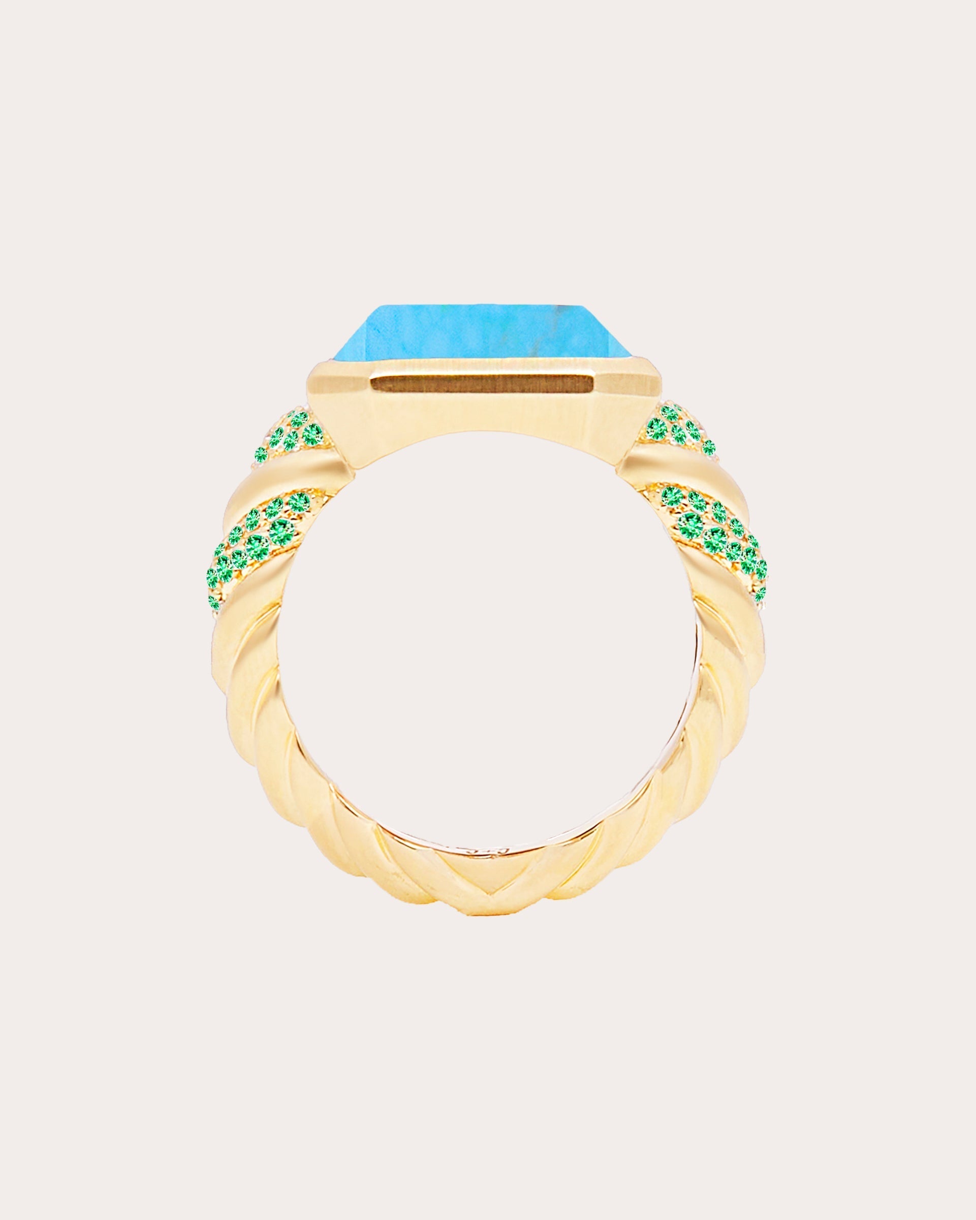 Spark 14K Gold Turquoise and Emerald Ring