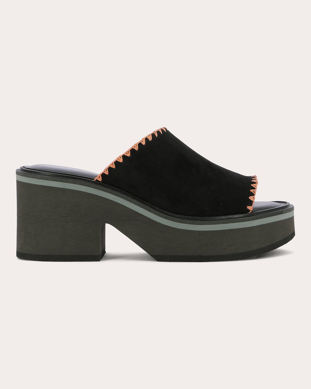 Cessy Stitch-Trimmed Leather Platform Mule