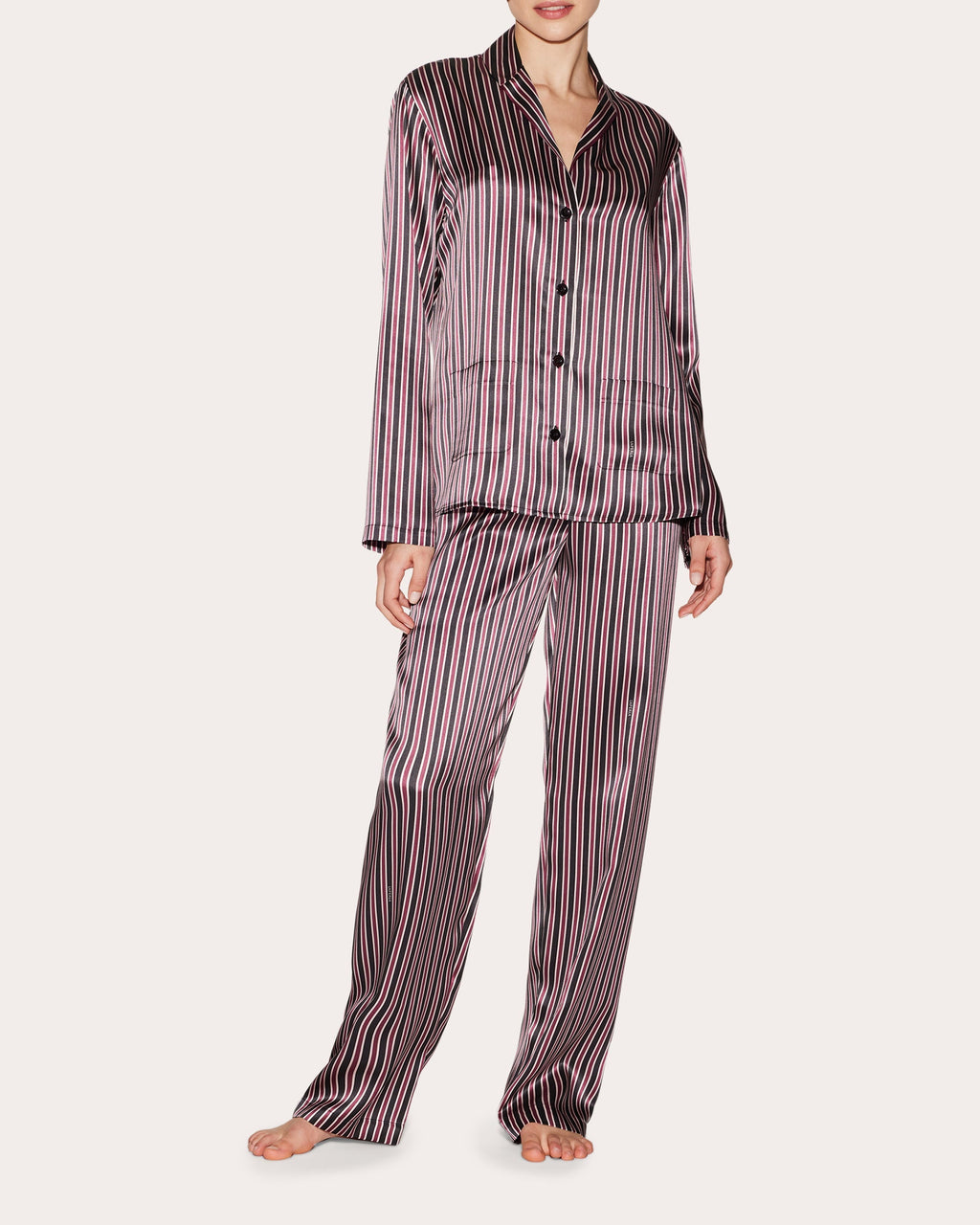 Striped Silk-Satin Pajama Set