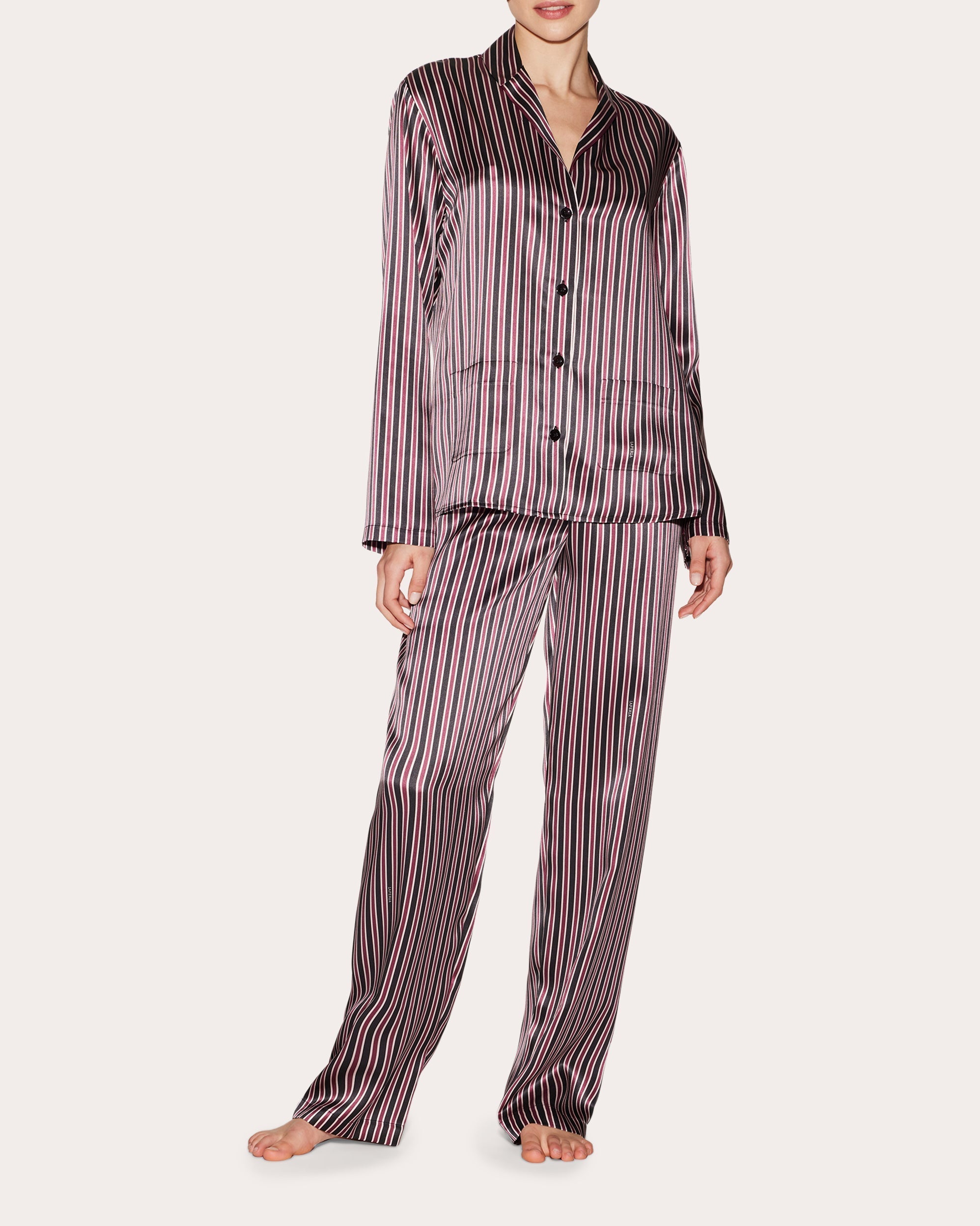 Striped Silk-Satin Pajama Set
