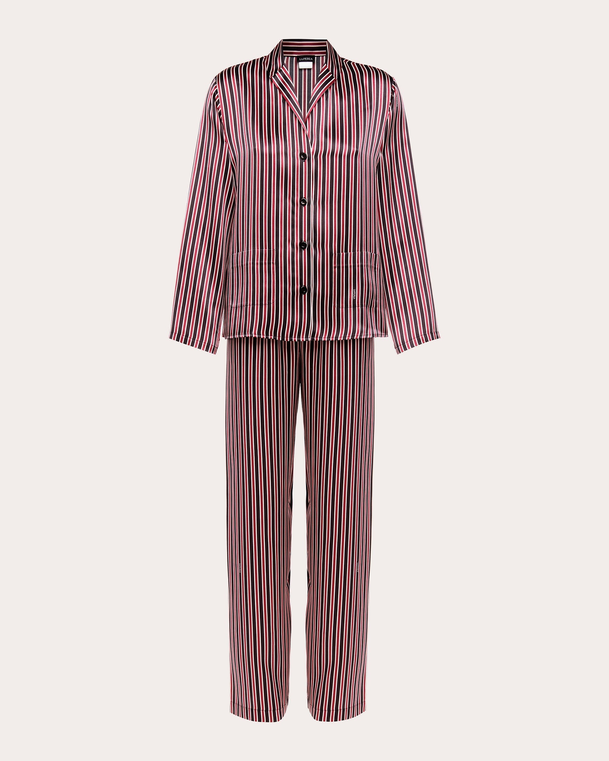 Striped Silk-Satin Pajama Set
