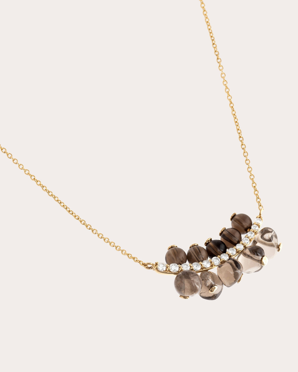 Vanilla 18K Gold Smokey Quartz and Diamond Necklace