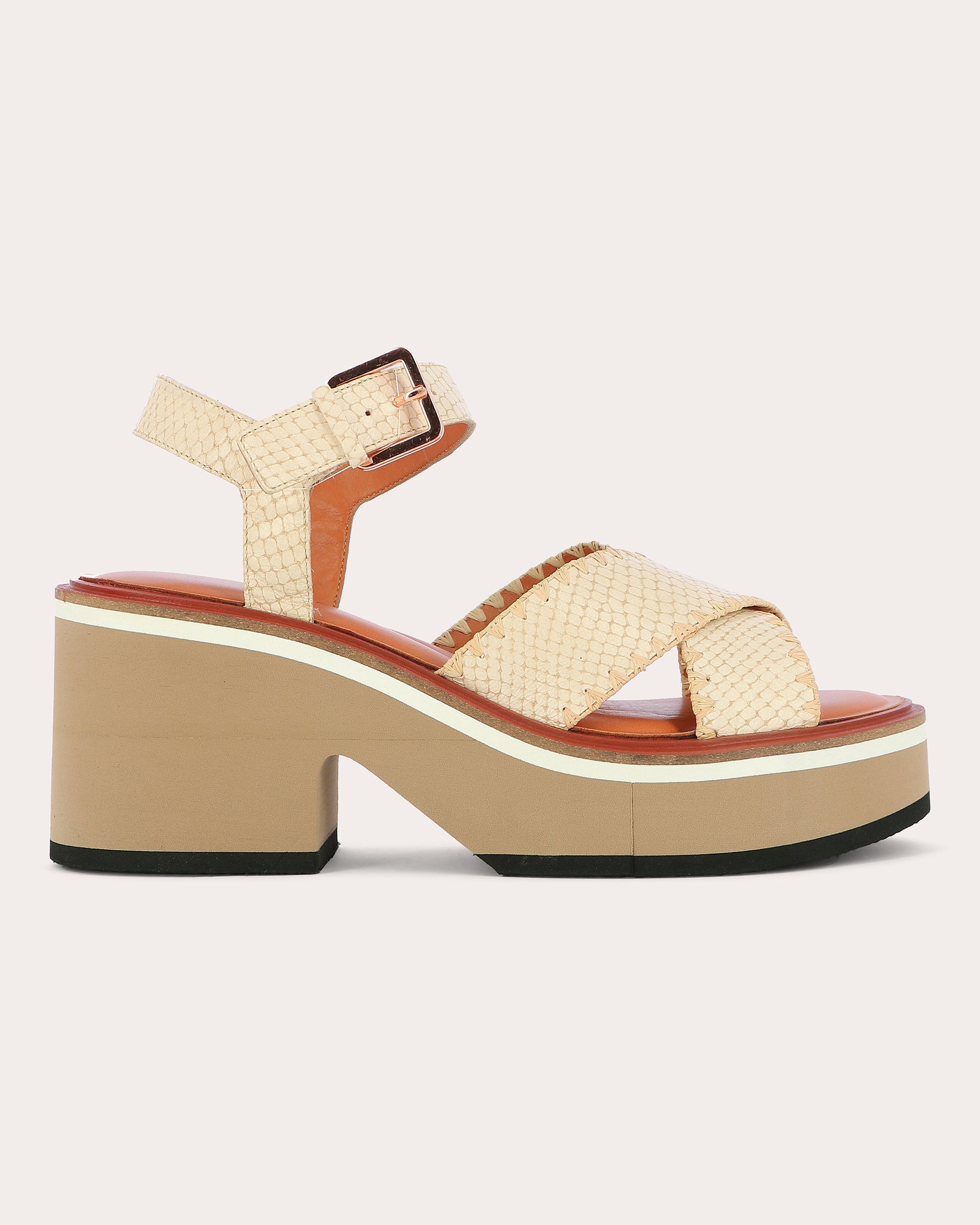 Charline Embossed-Leather Platform Sandal