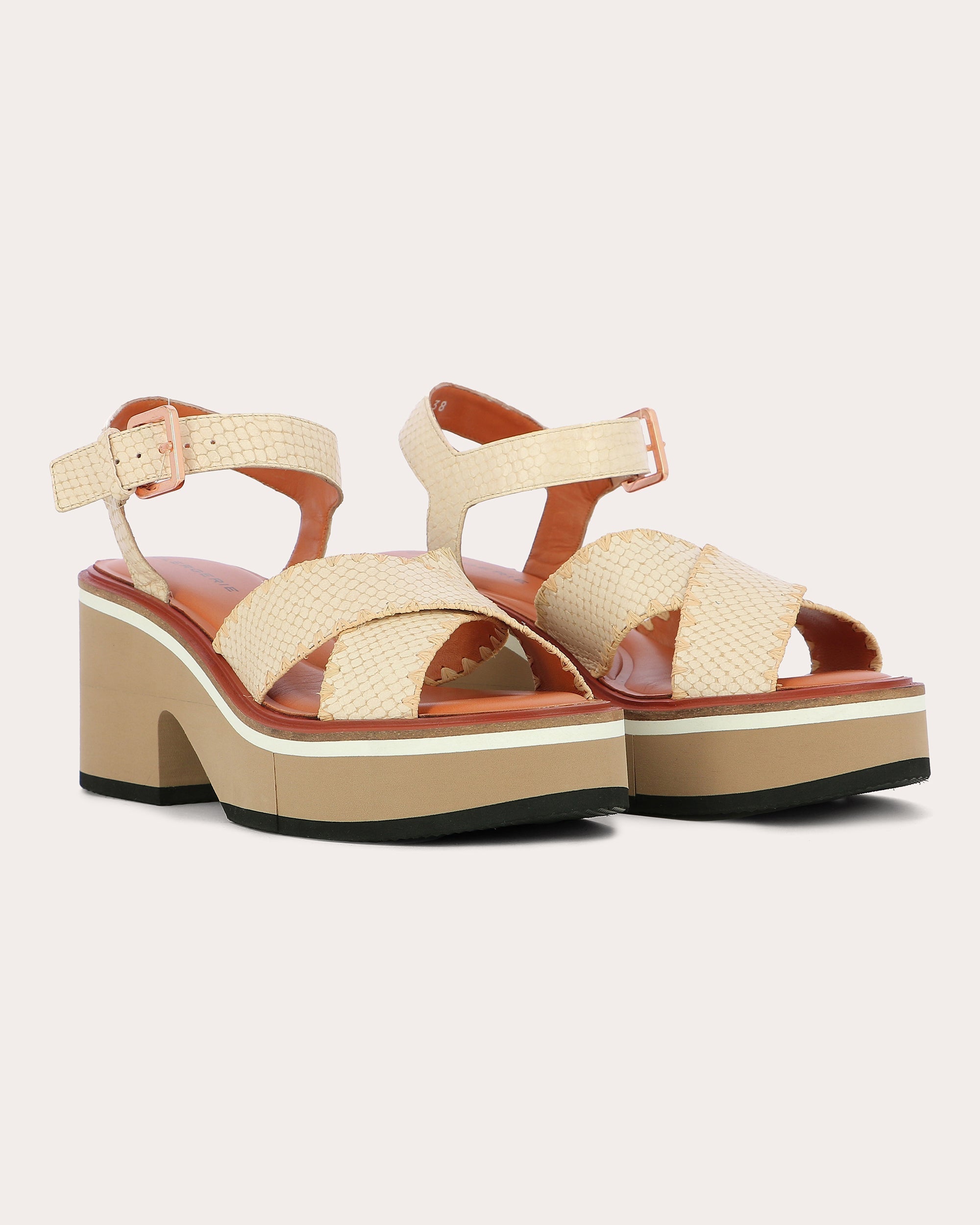 Charline Embossed-Leather Platform Sandal