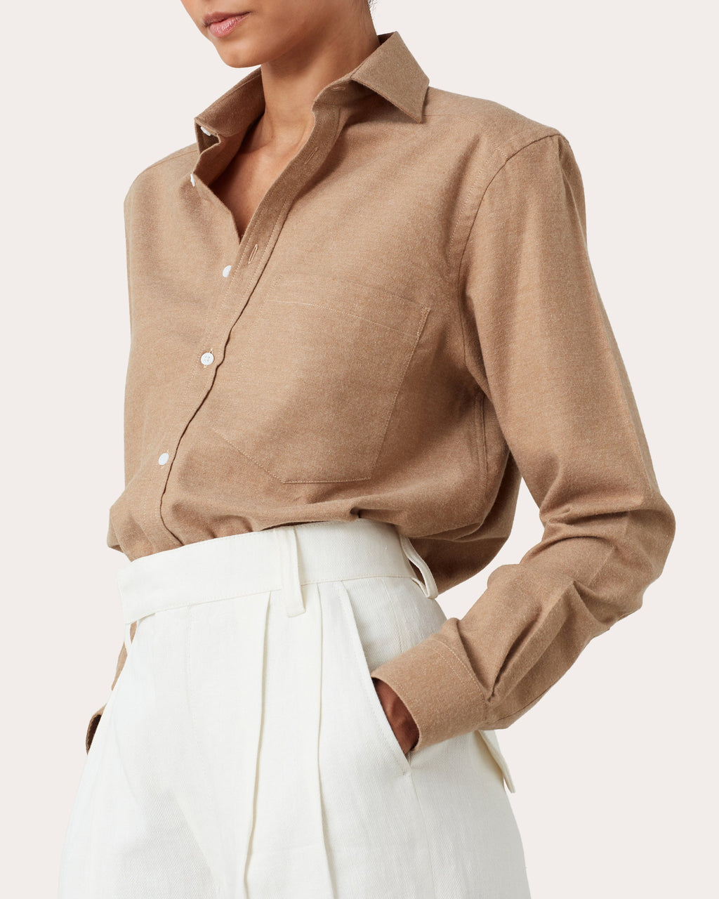 The Classic Brushed Cotton-Cashmere Blend Shirt