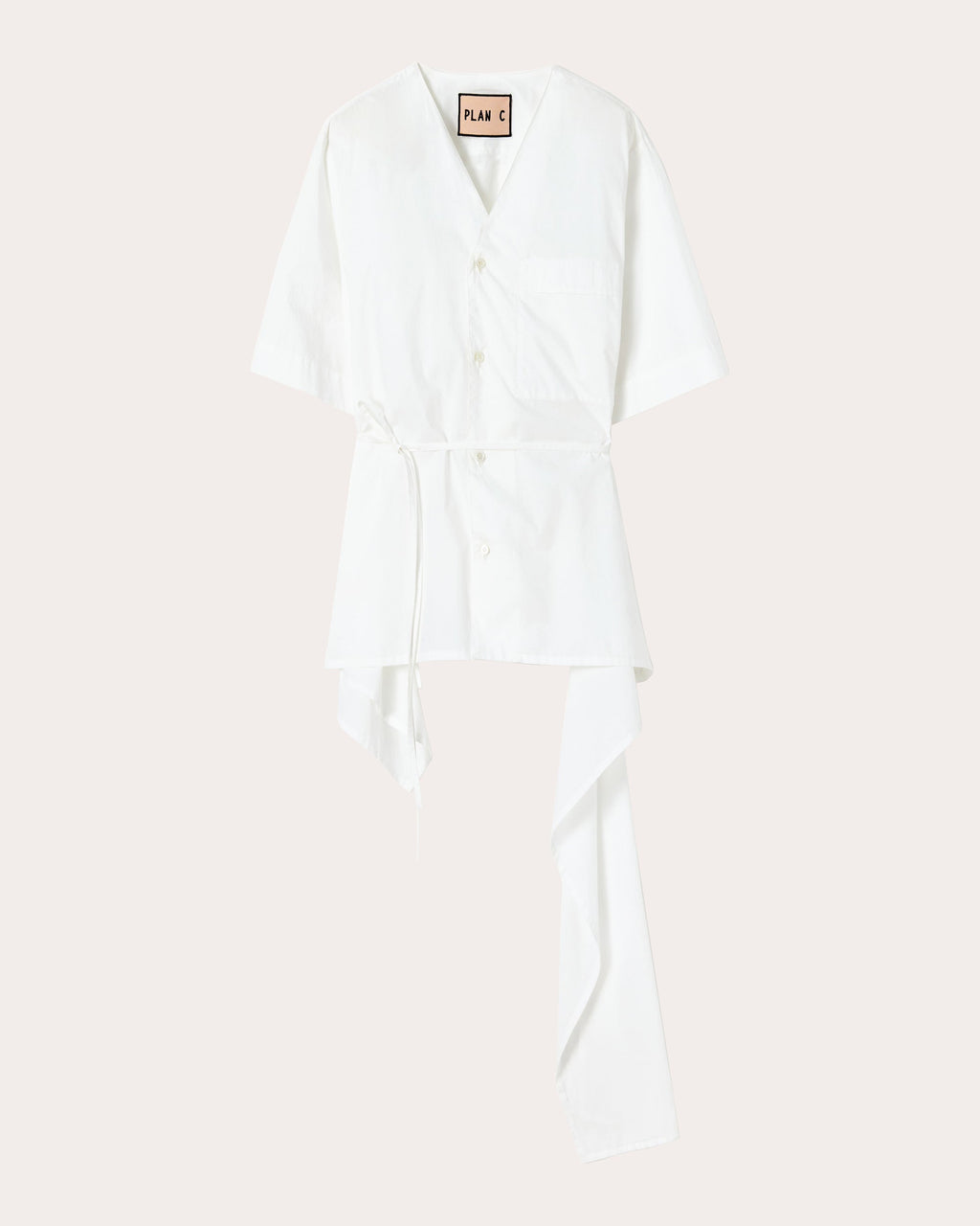 Asymmetric Draped Cotton-Poplin Shirt