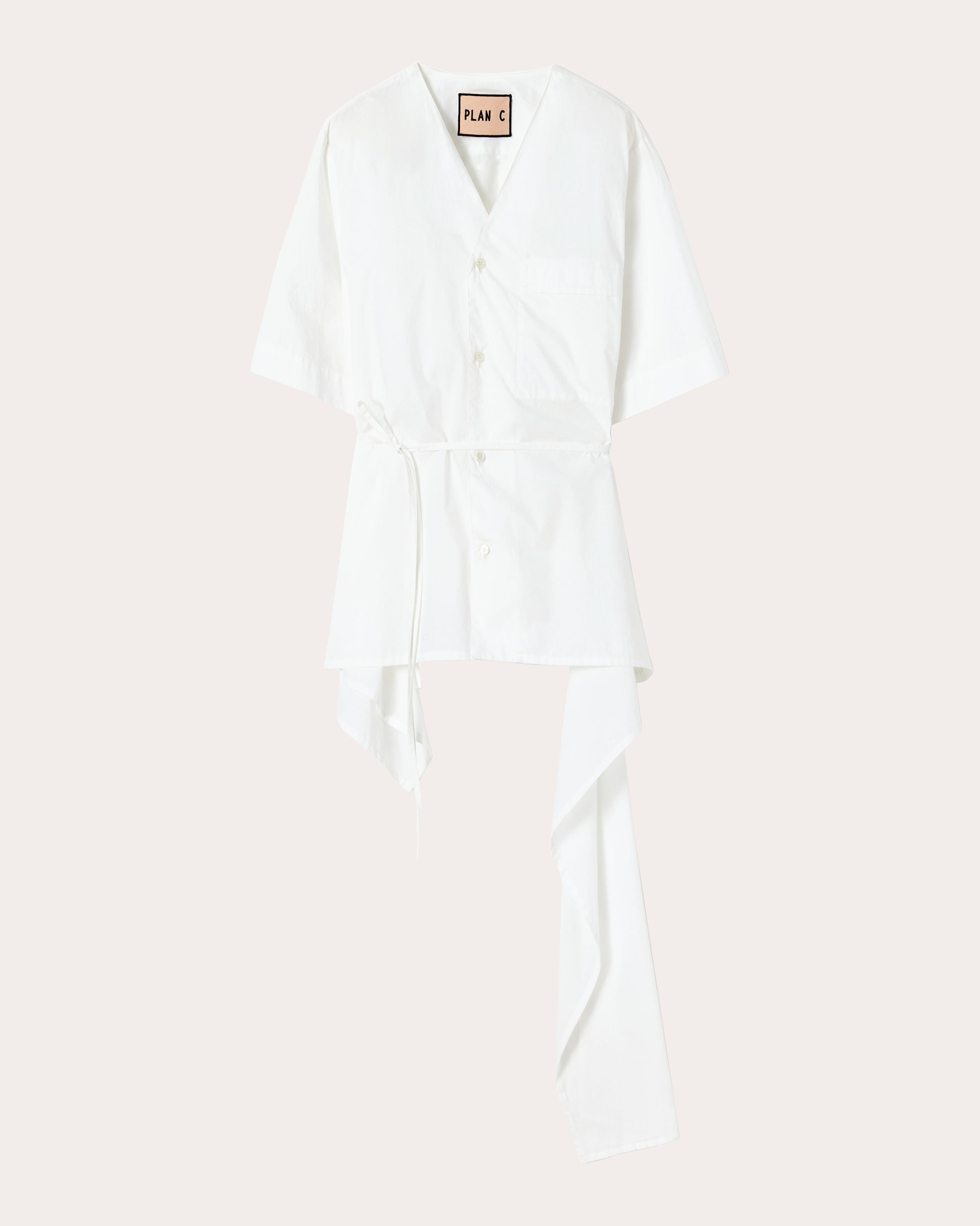 Asymmetric Draped Cotton-Poplin Shirt