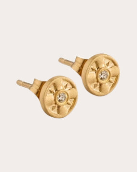 Eye of the Sun 14K Gold Diamond Stud Earrings